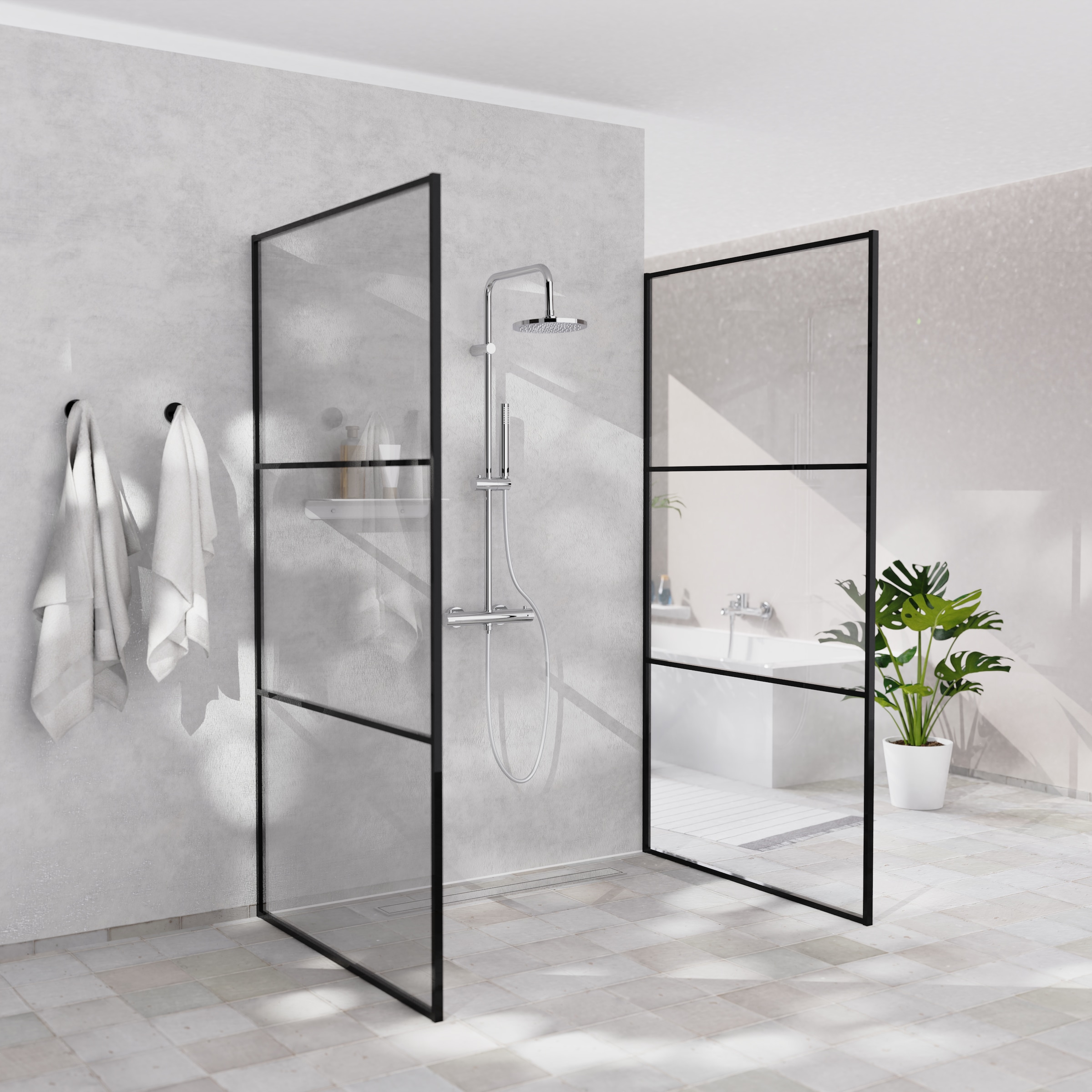 welltime Garniture de douche »Porto« Système de douche avec thermostat et sécurité à 38 °C, 