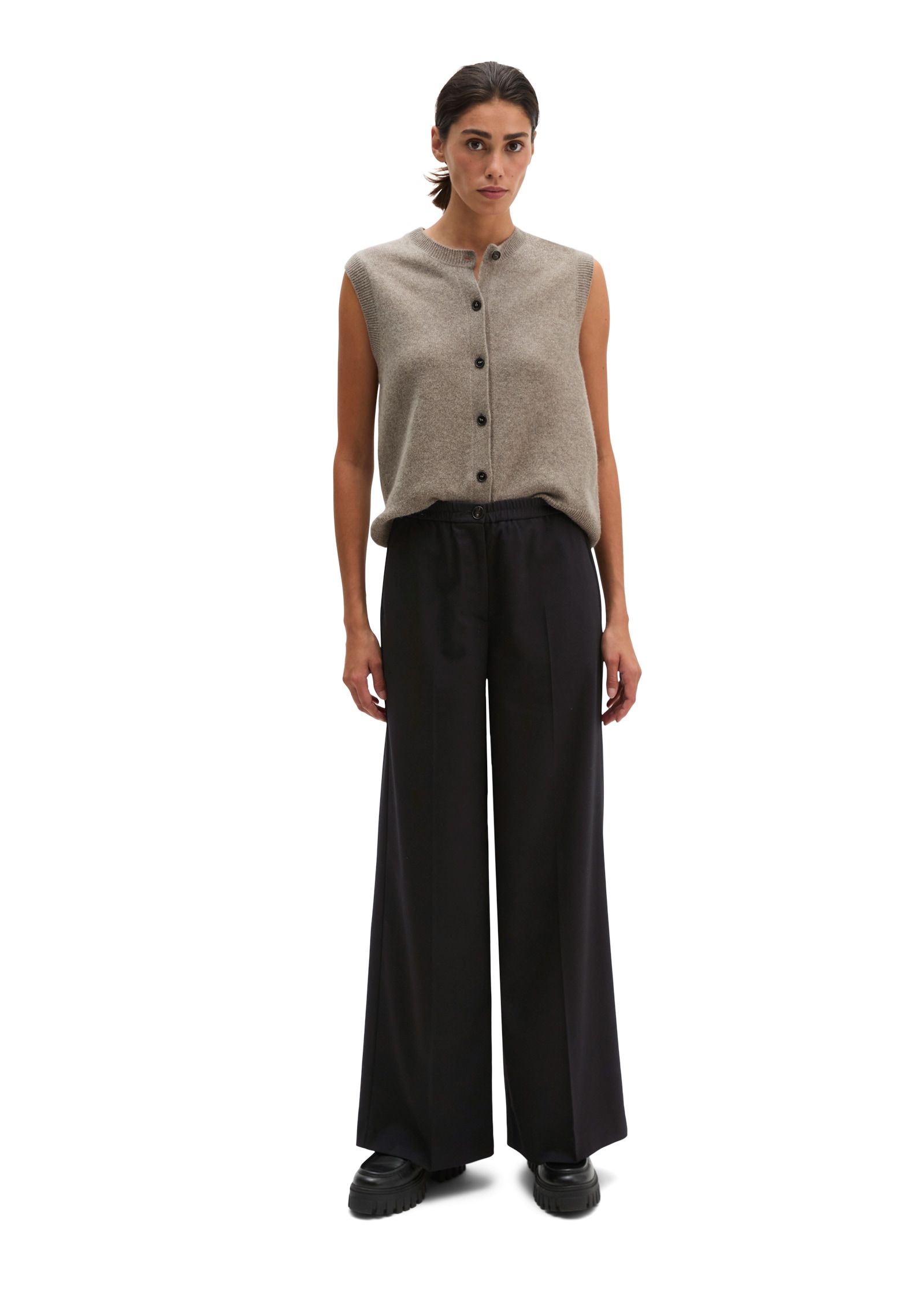 Marc O'Polo Pantalon en tissu »MARGO WIDE«  aspect laine, coupe large