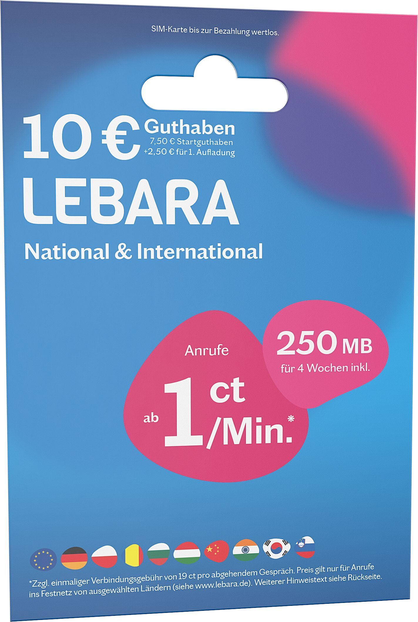Image of Lebara Prepaidkarte »Starter Paket 10€ (Prepaid Mobilfunk)« bei Ackermann Versand Schweiz
