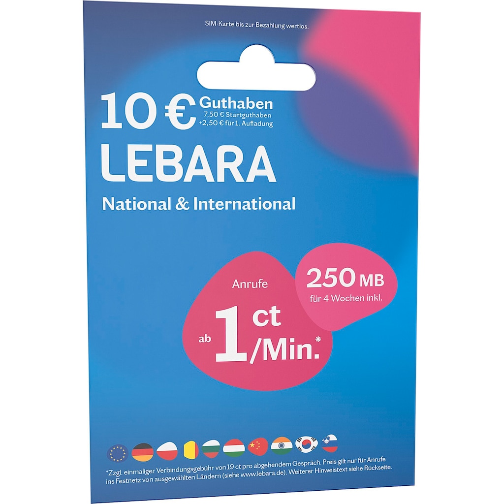 Lebara Prepaidkarte »Starter Paket 10€ (Prepaid Mobilfunk)«