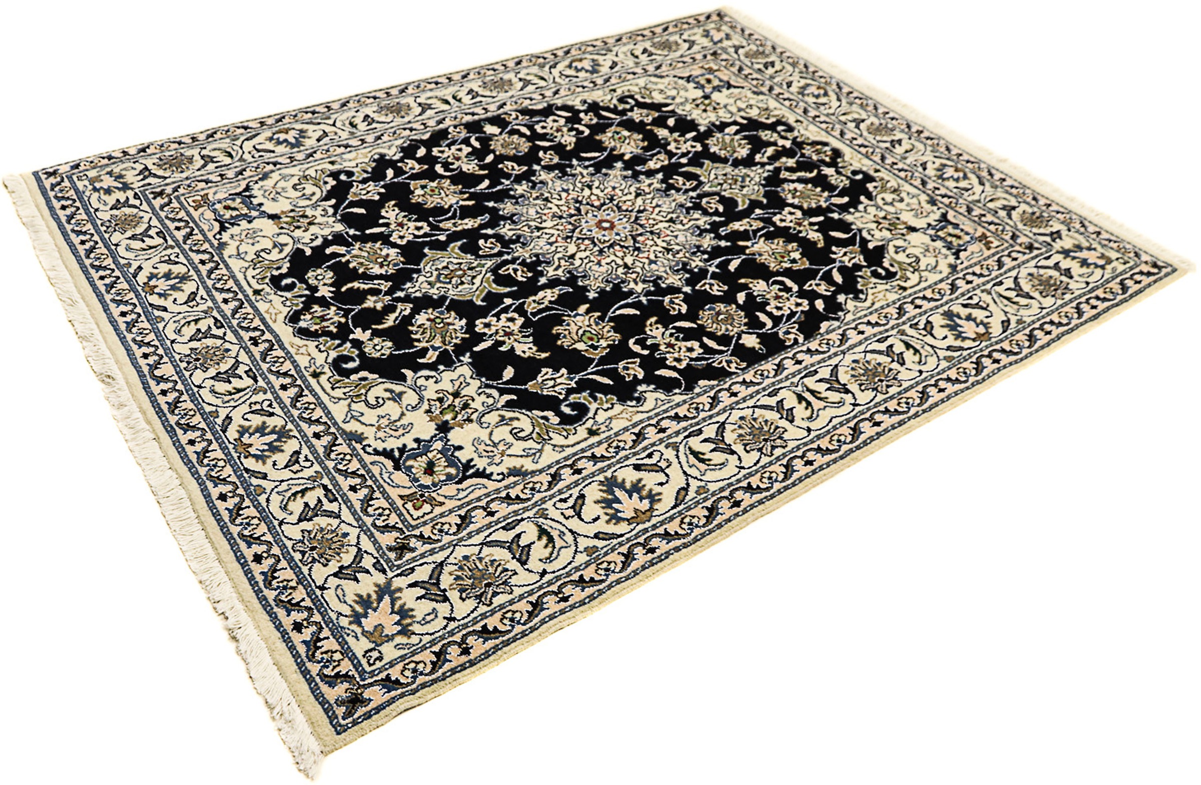 Image of morgenland Orientteppich »Perser - Nain - 193 x 147 cm - dunkelblau«, rechteckig, 12 mm Höhe, Wohnzimmer, Handgeknüpft, Einzelstück mit Zertifikat bei Ackermann Versand Schweiz