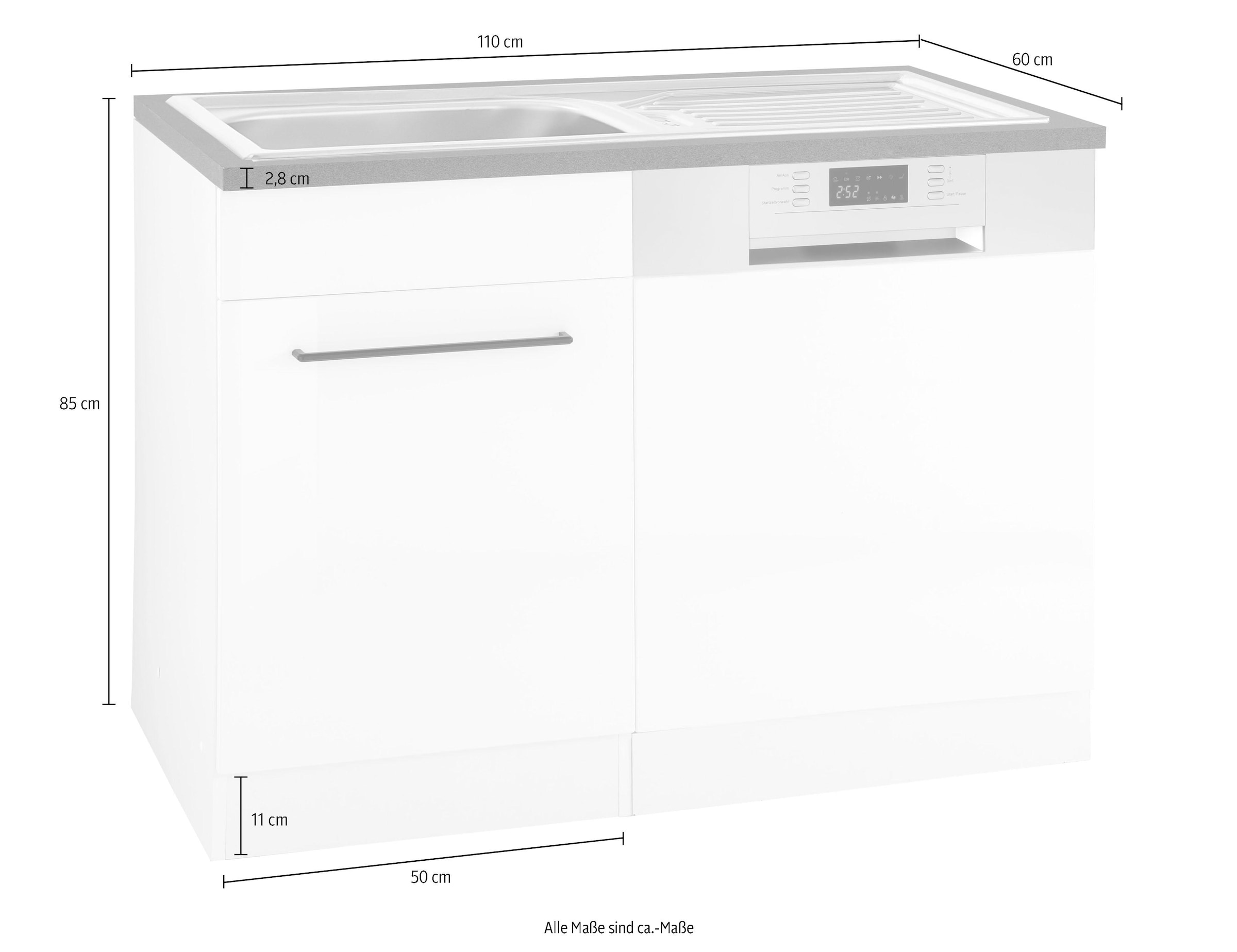 HELD MÖBEL Spülenschrank »Tulsa«, günstig Einbaugeschirrspüler, kaufen für Tür/Sockel Metallgriff cm breit, inkl. 110