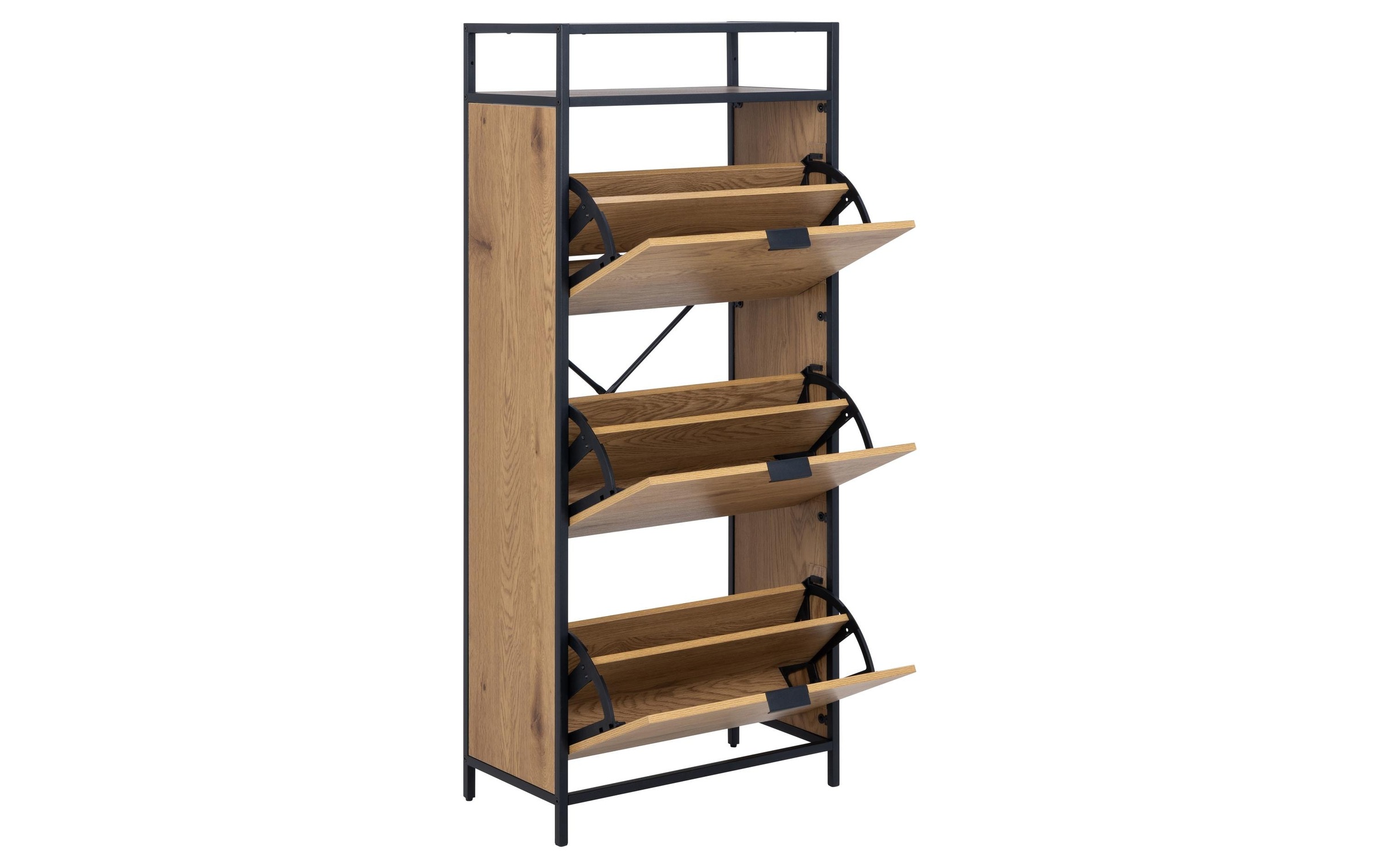 Seaford Shoe Cabinet in Black and Oak, none