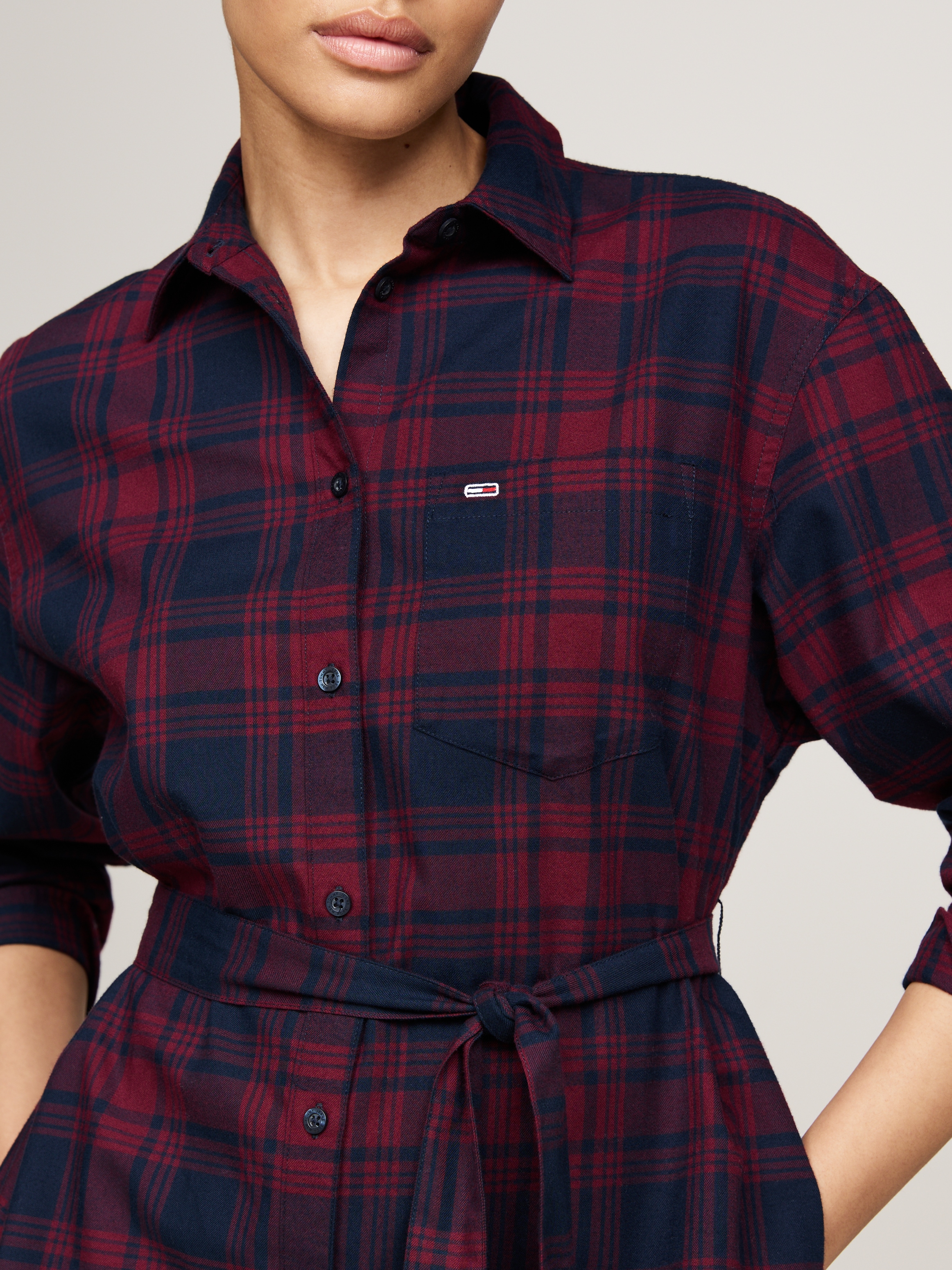 Tommy Jeans Curve Hemdblusenkleid »TJW CHECK SHIRT DRESS EXT«, in Grossen Grössen, modisches Karodessin