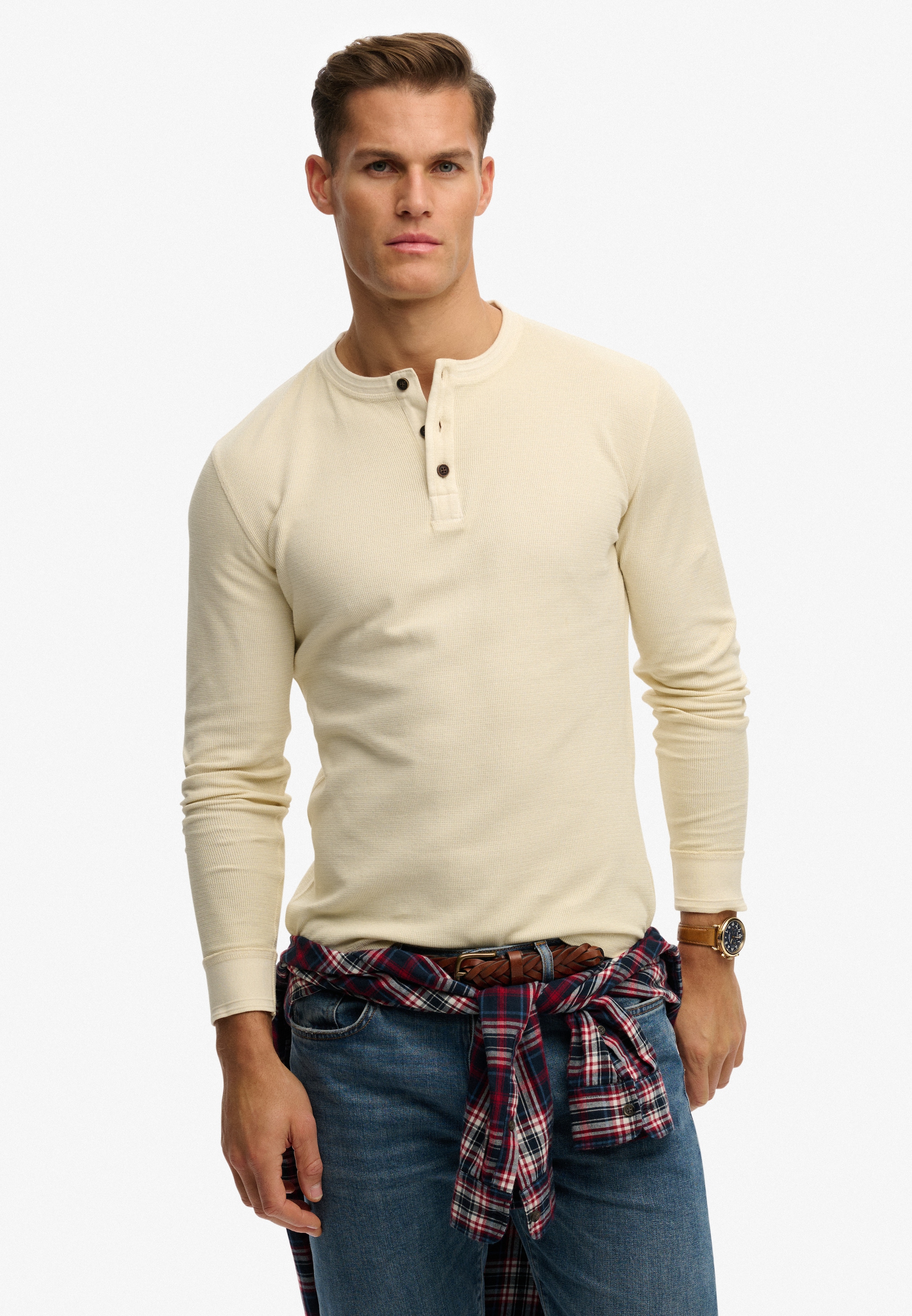 Superdry Langarmshirt »LW TEXTURED GRANDAD TOP«