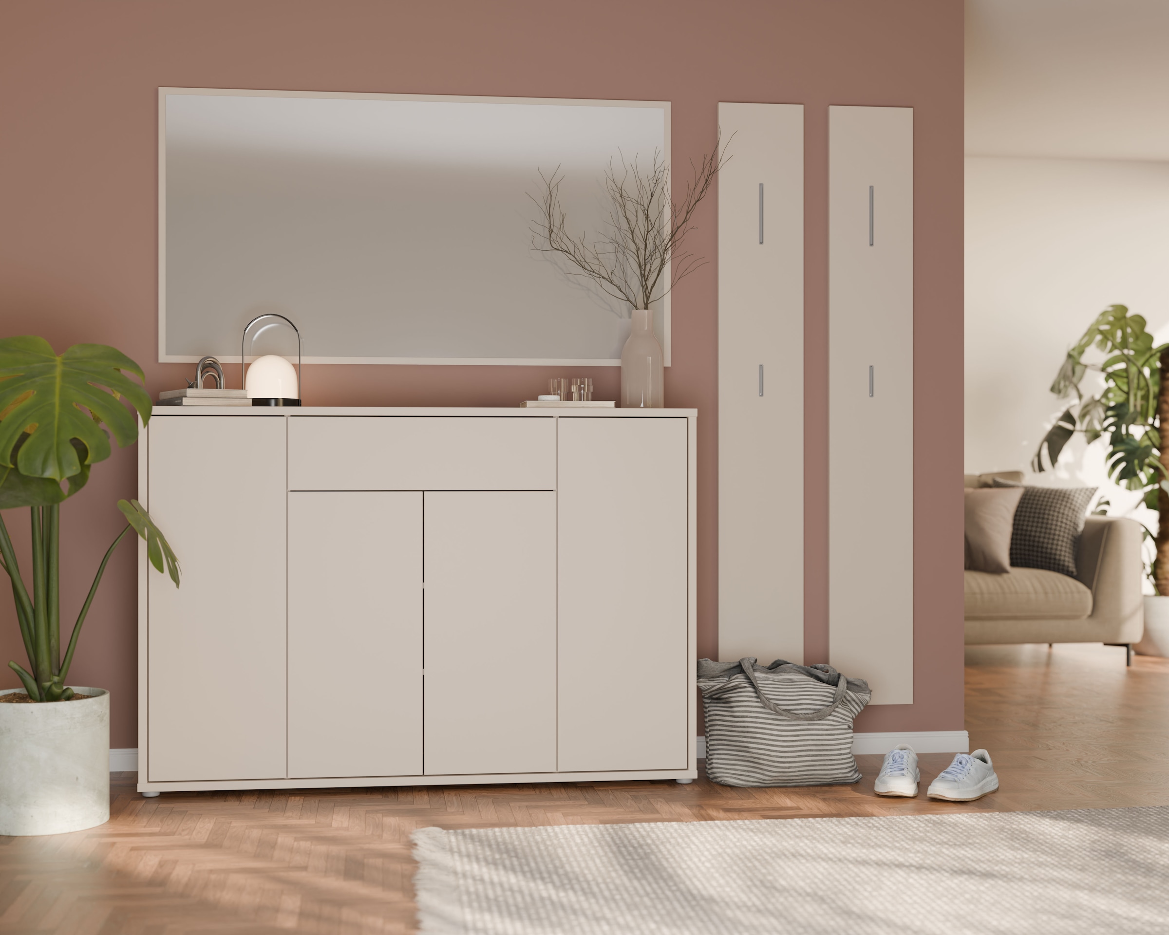FORTE Armoire à chaussures »Alice Springs« L/H/P 143,9/99,1/34,9 cm push to open, 28 paires de chaussures