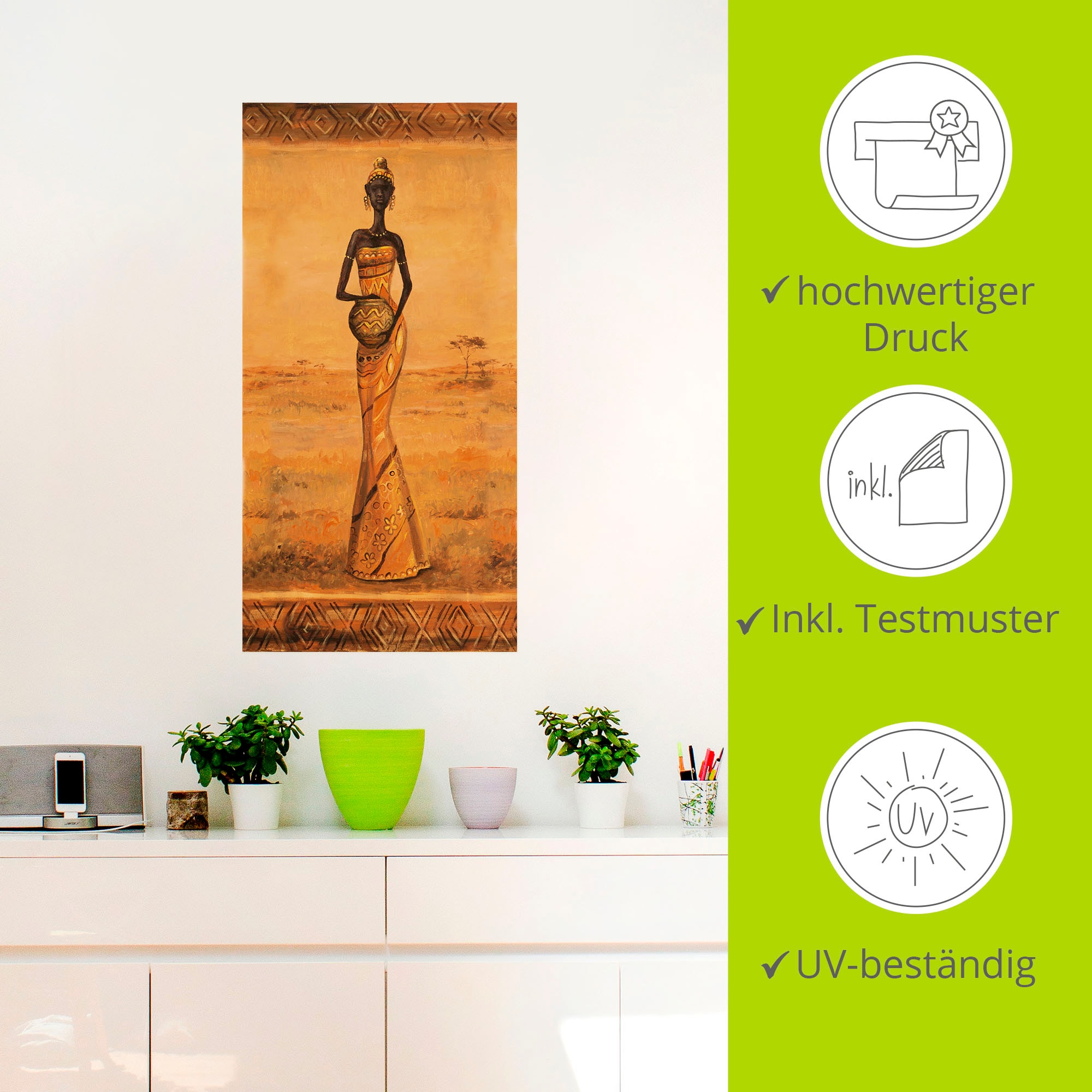 Artland Wandbild »Afrikanische Eleganz III«, Frau, (1 St.), als Alubild, Outdoorbild, Leinwandbild, Wandaufkleber, versch. Grössen