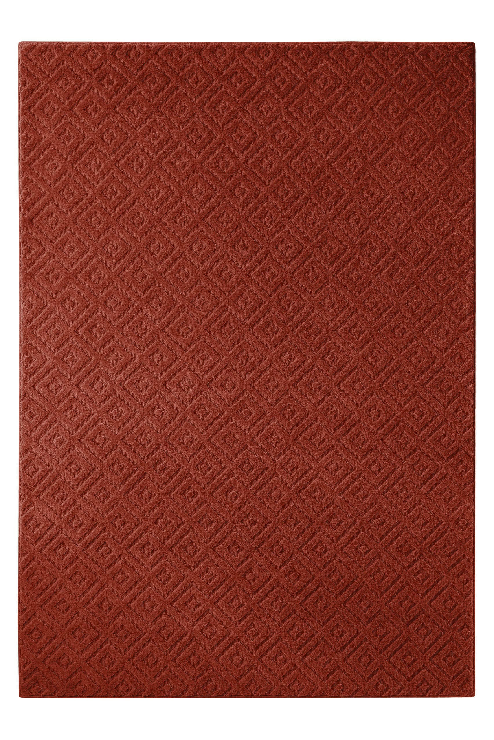 Wecon home Tapis »Castello TWO« Rectangulaire 7 mm Höhe Schurwolle, Kurzflor mit Hoch-Tief-Effekt, Wohnzimmer, Rautenmuster