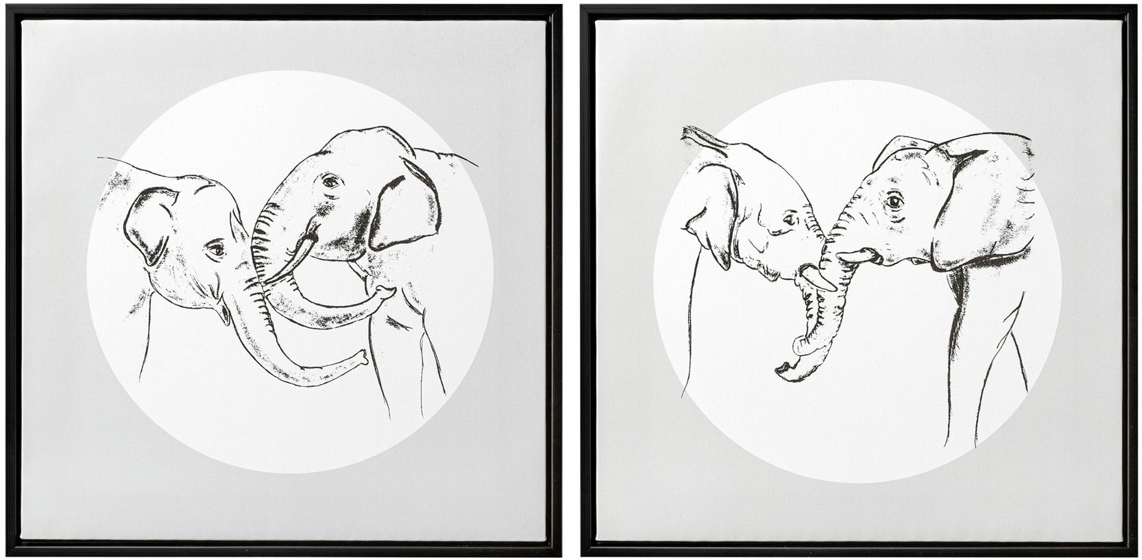 Image of Creativ home Bild mit Rahmen "Deko-Bild Elephants" 2 Stk. tlg. in quadratischer Ausführung