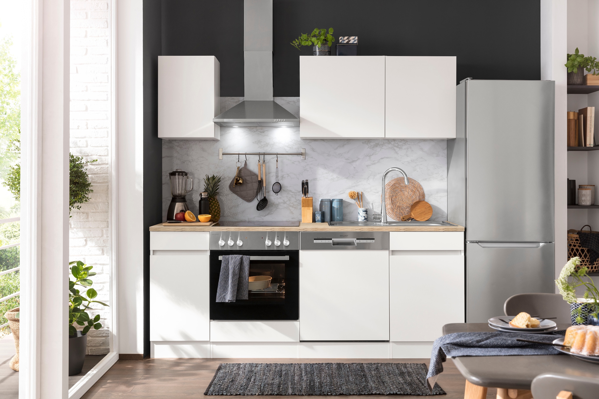 OPTIFIT Küchenzeile »Roth«, Breite 210 cm, wahlweise mit E-Geräten, Push-to-Open-Funktion