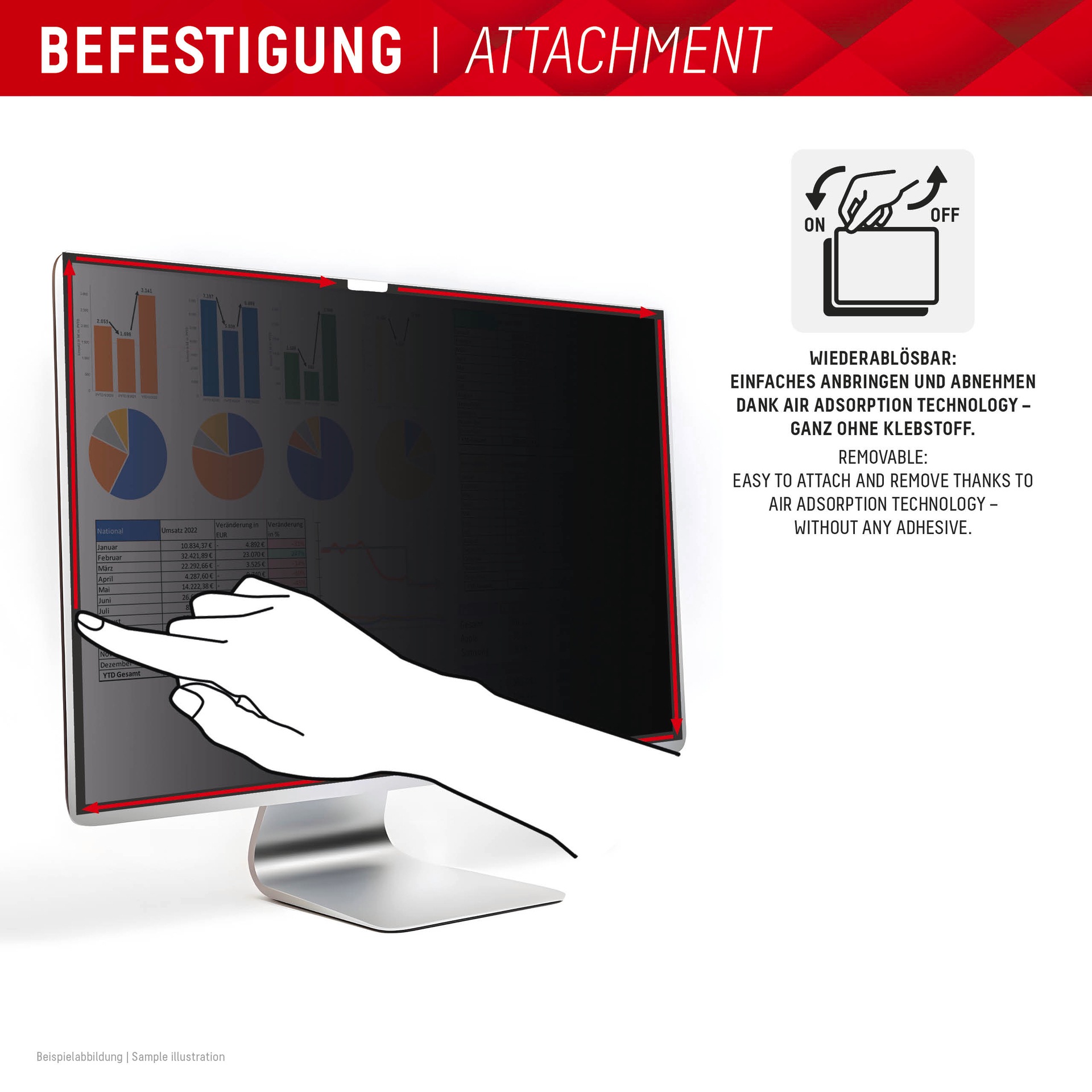 Displex Displayschutzfolie »Privacy Safe Blickschutzfilter« für Apple Studio Display 27 Blickschutzfolie, Schutzfolie, Bildschirmschutz, kratz- & stossfest