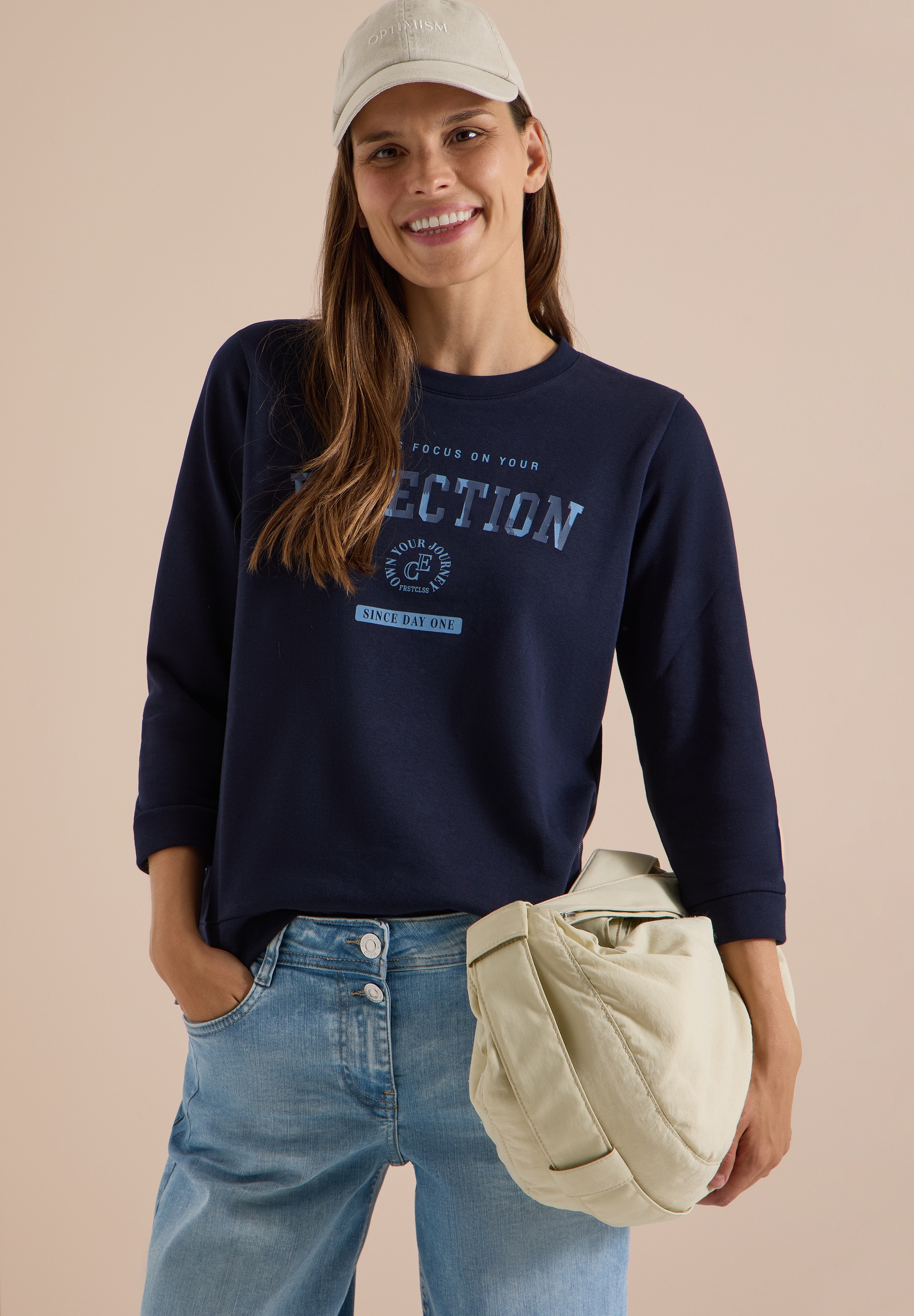 Cecil Sweater , 3/4-Arm mit Rundhals und Wording
