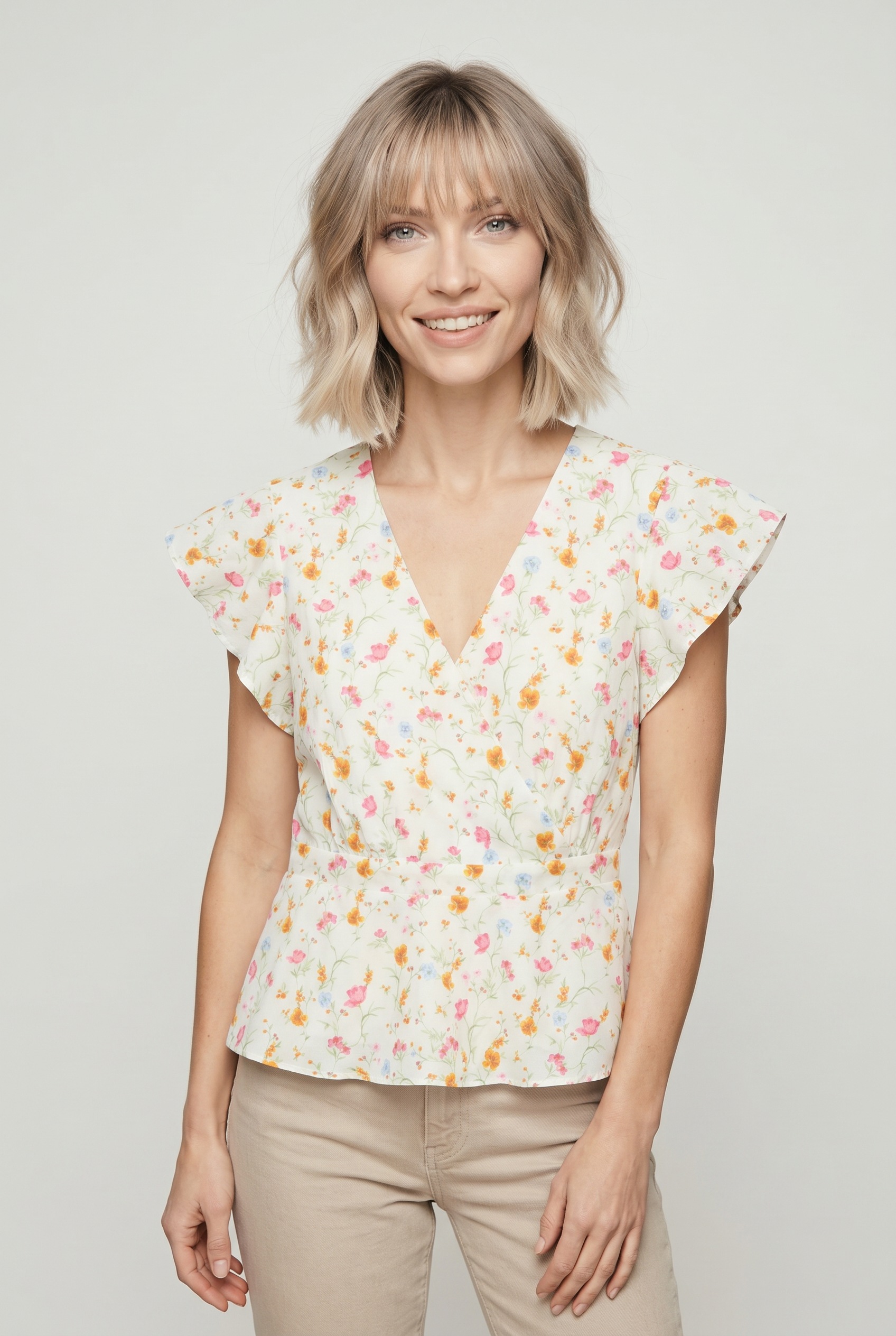 Image of Vero Moda Rüschenbluse "VMSIV IVANA CS TOP WVN" Baumwolle