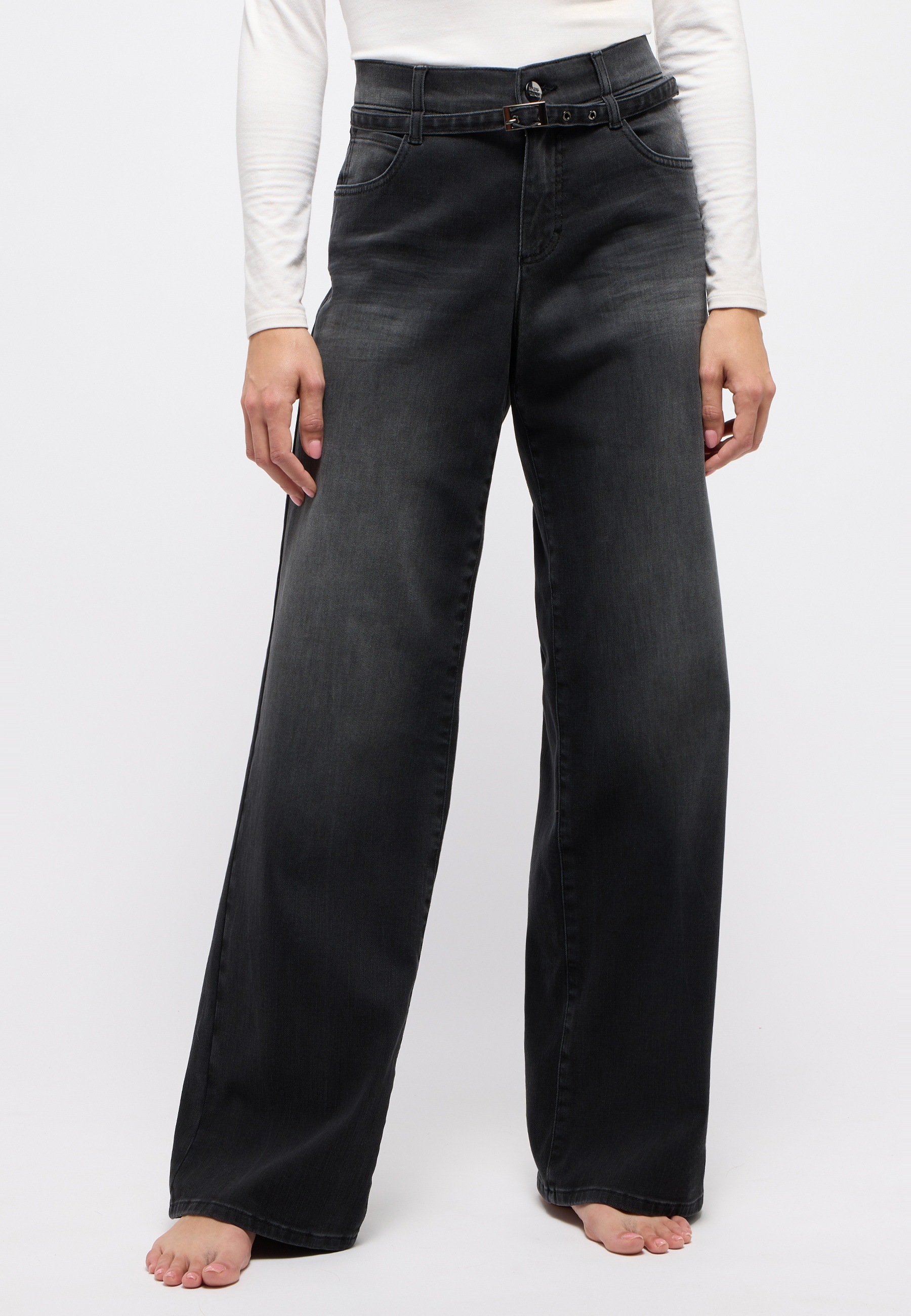 Image of ANGELS Relax-fit-Jeans "LIZ CITY" weite Passform, mit integriertem Gürtel, aus Baumwollmischung