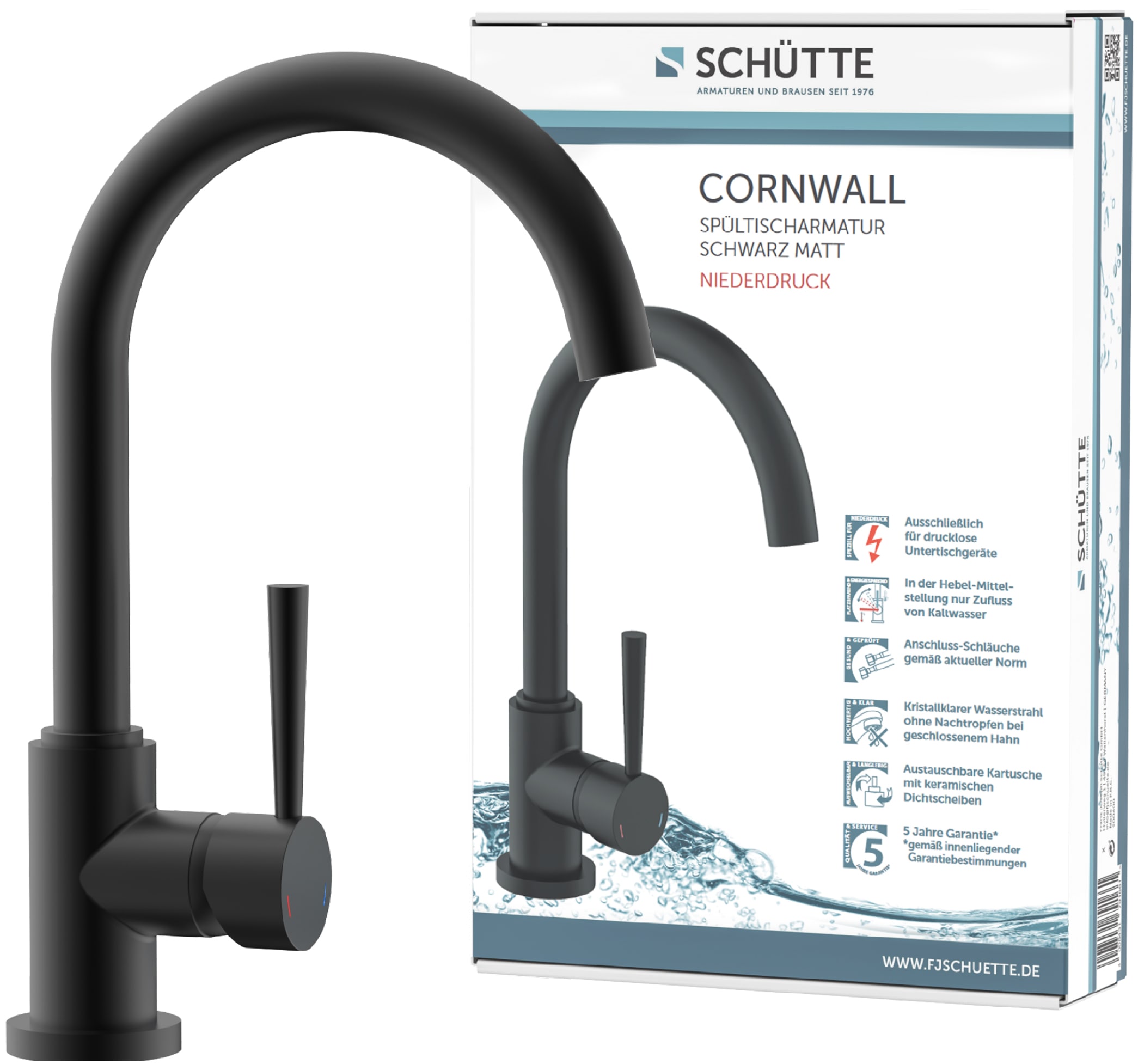 Schütte Spültischarmatur »Cornwall«, Niederdruck, 360° schwenkbarer Wasserhahn, Mischbatterie