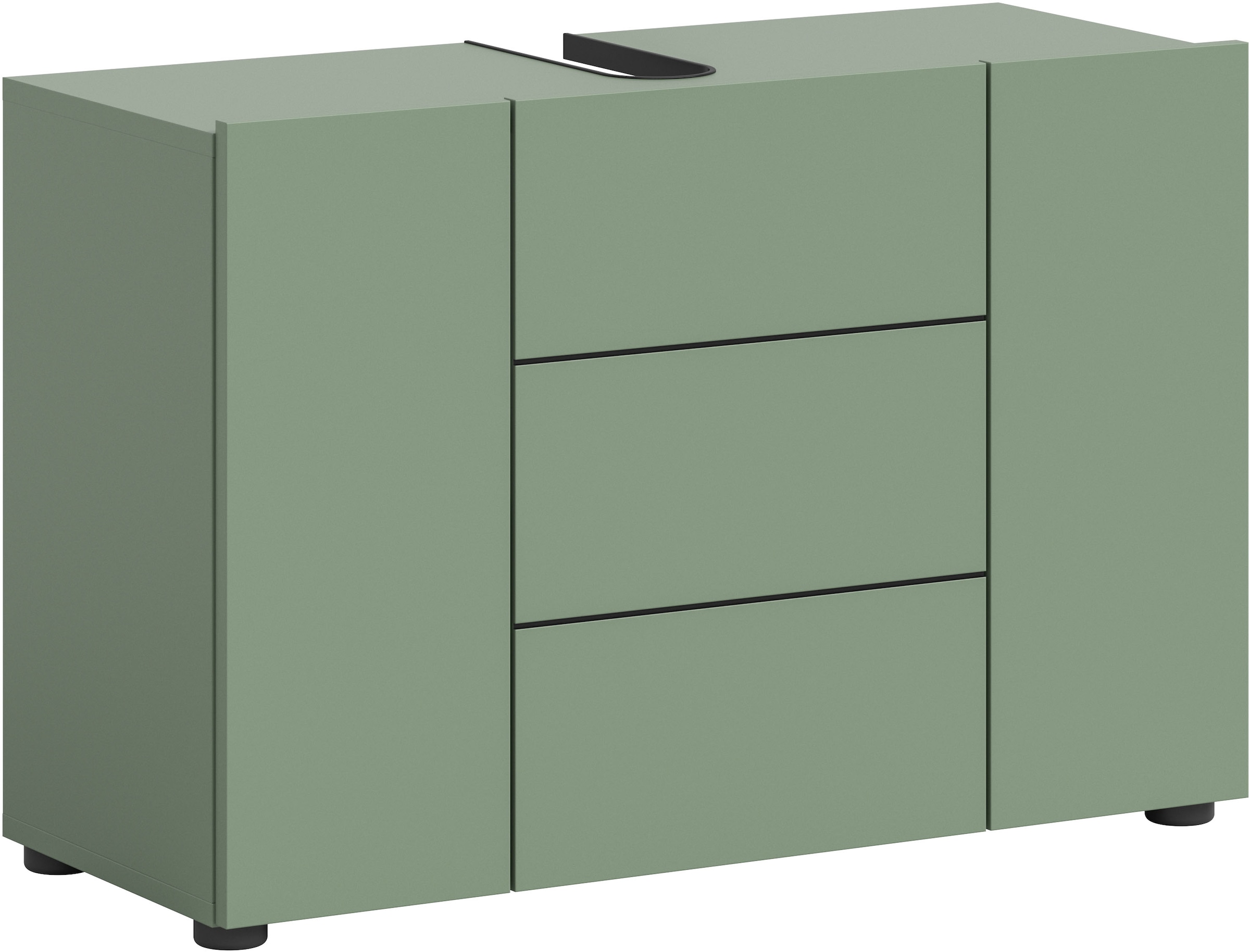 welltime Armoire sous lavabo »BIEL, Breite: 82 cm, 3 Türen, 4 Fächer, Siphonausschnitt« 1 cuis tlg. meuble sous lavabo, meuble bas, WBU, salle de bain, bain