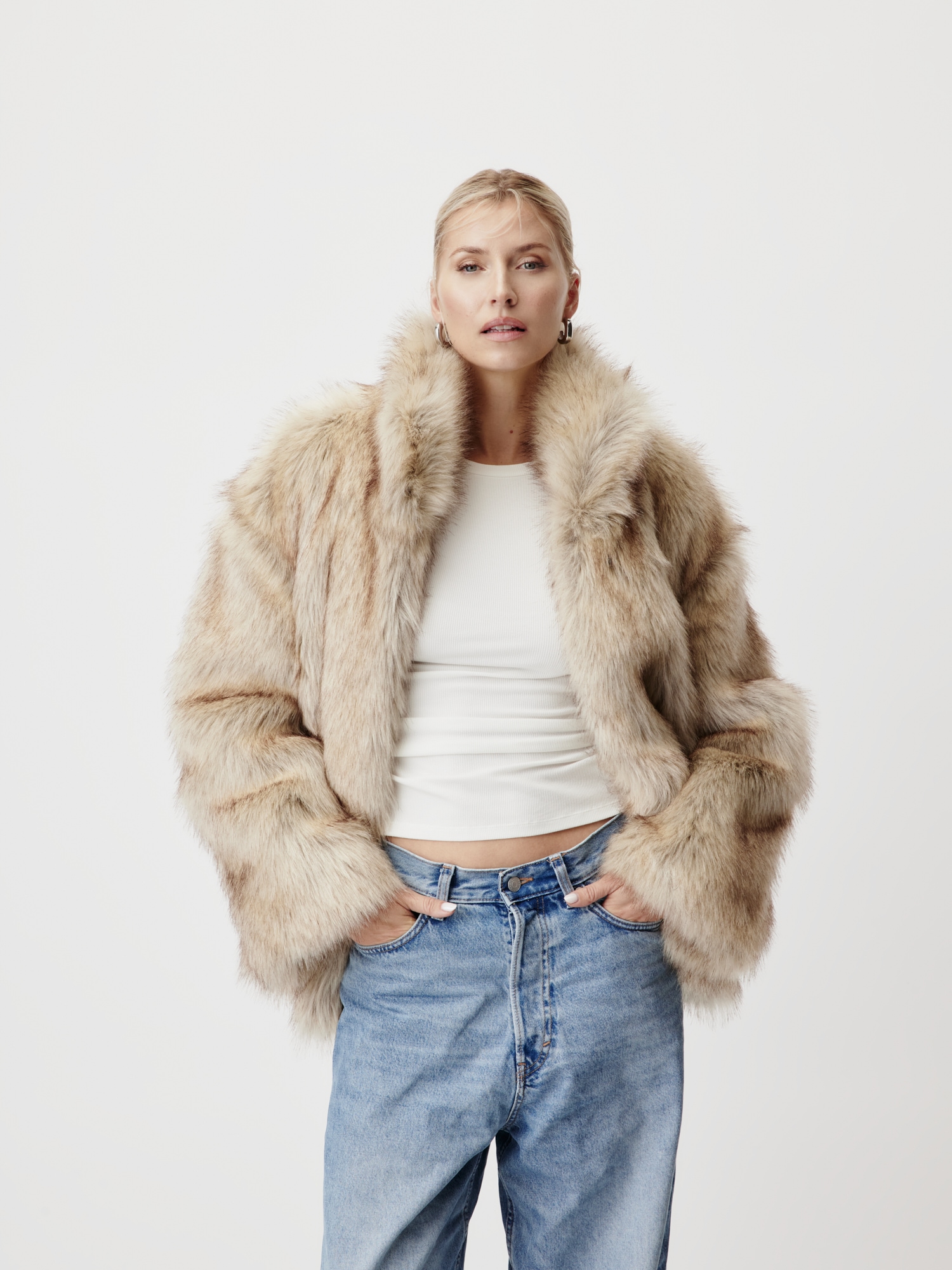 LeGer Veste en fausse fourrure »Fergie, LeGer by Lena Gercke« ohne Kapuze Regular fit mit Rundhalsausschnitt