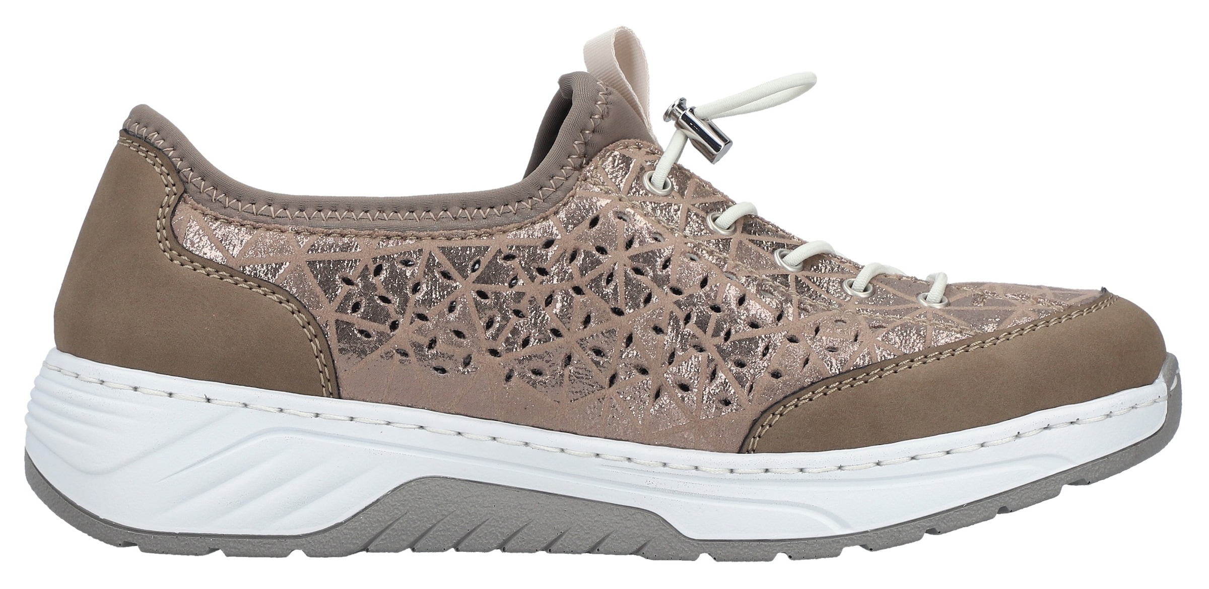 Rieker Slip-On Sneaker  Slipper, Freizeitsneaker, Halbschuh in Metallic-Optik