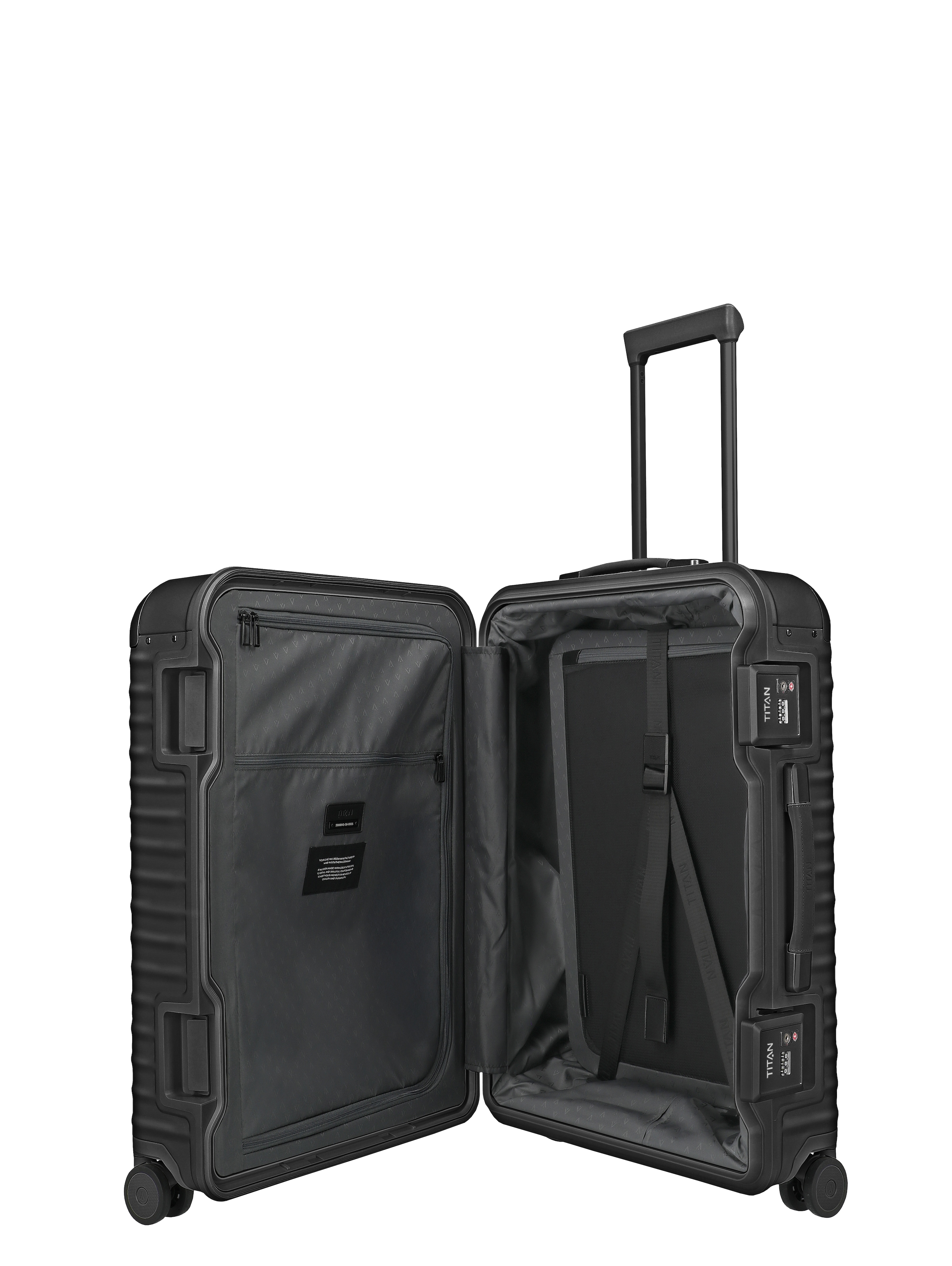 TITAN - Made in Germany Trolley »ETERNITY M+ Aluminium Reisekoffer Made in Germany« 81 l 4 Rollen 100 % aluminium, cadre intelligent et poignées en cuir véritable