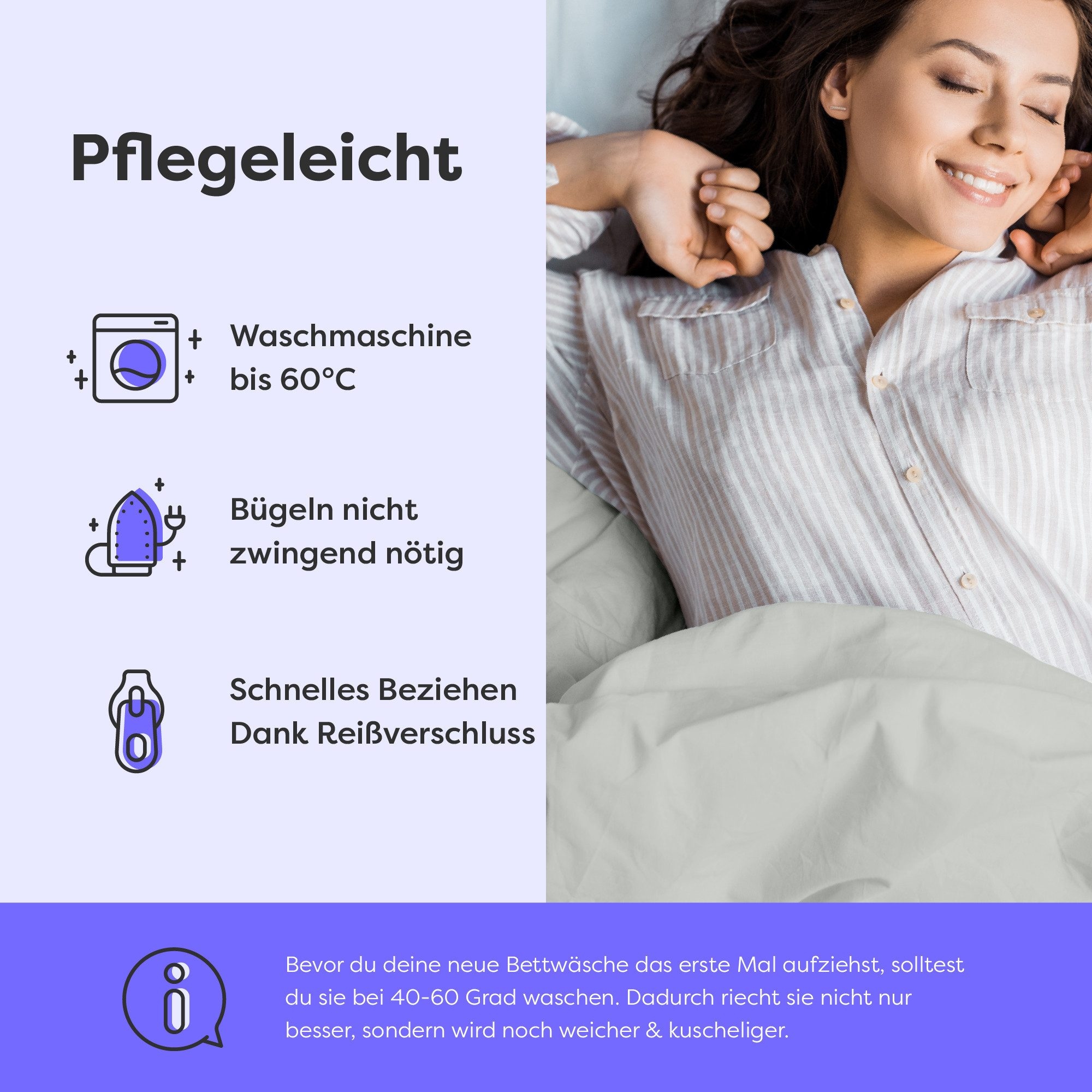 Wolkenfeld Bettwäsche »Wolkenfeld Bettwäsche Allergiker Bettwäsche, unfassbar weich« 2 Stk. 135x200 cm, 155x220 & Übergrössen inkl. Kissenbezüge 80x80, 2-farbig