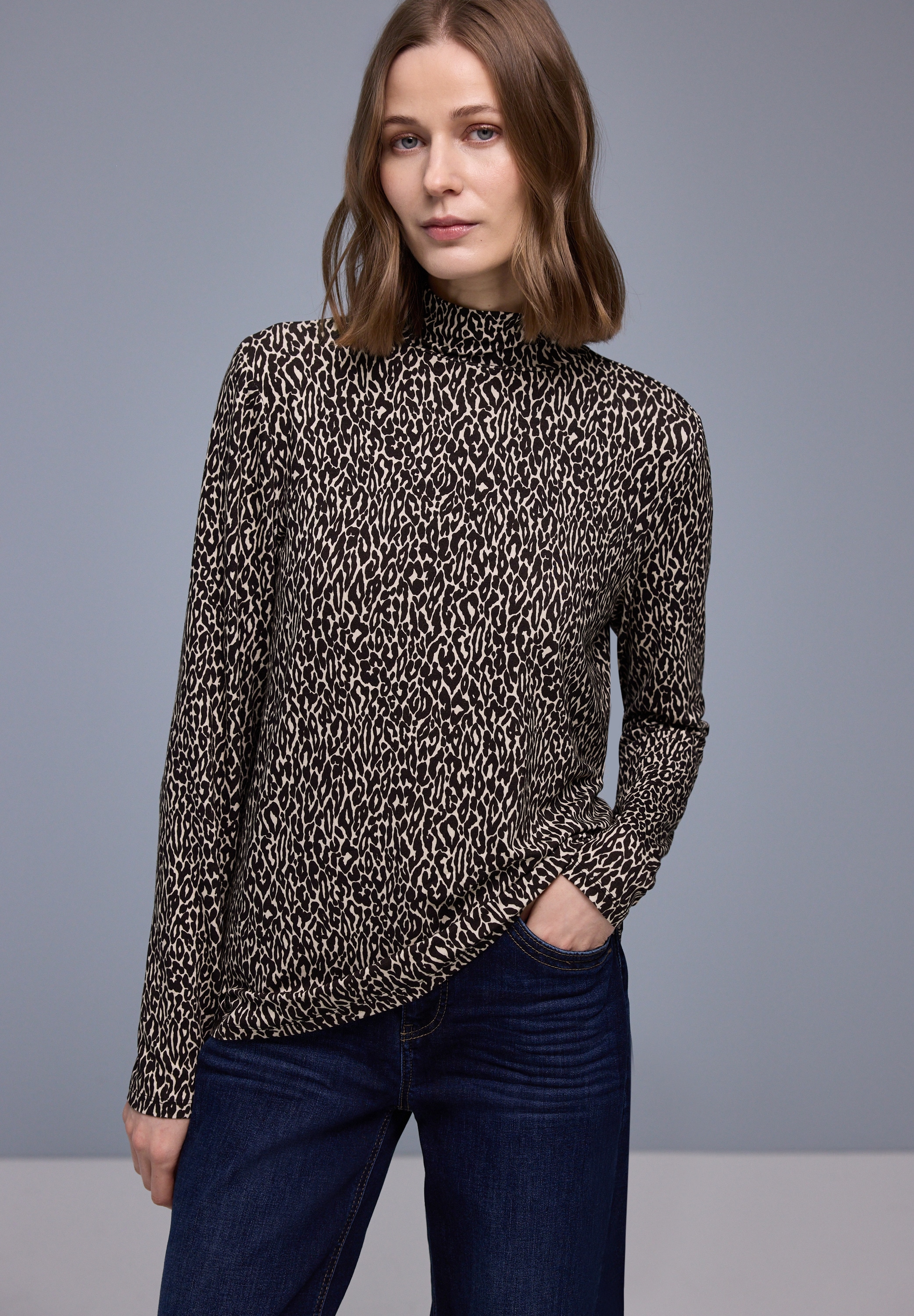 Image of STREET ONE Langarmshirt mit Leo-Animal-Print