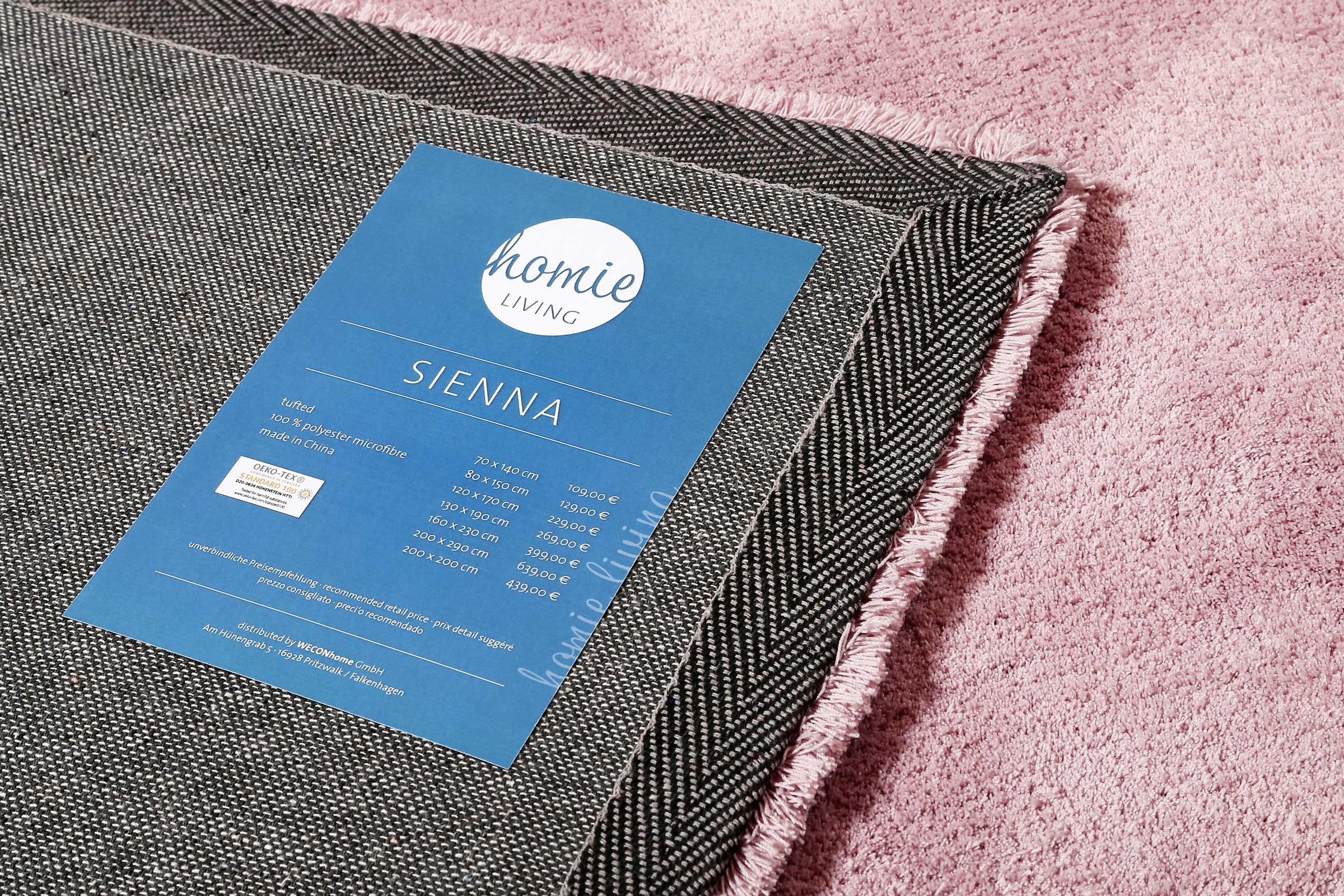 Homie Living Teppich »Sienna«, quadratisch, 20 mm Höhe, Hochflor, Microfaser, uni, weich & kuschelig, Wohnzimmer, Schlafzimmer