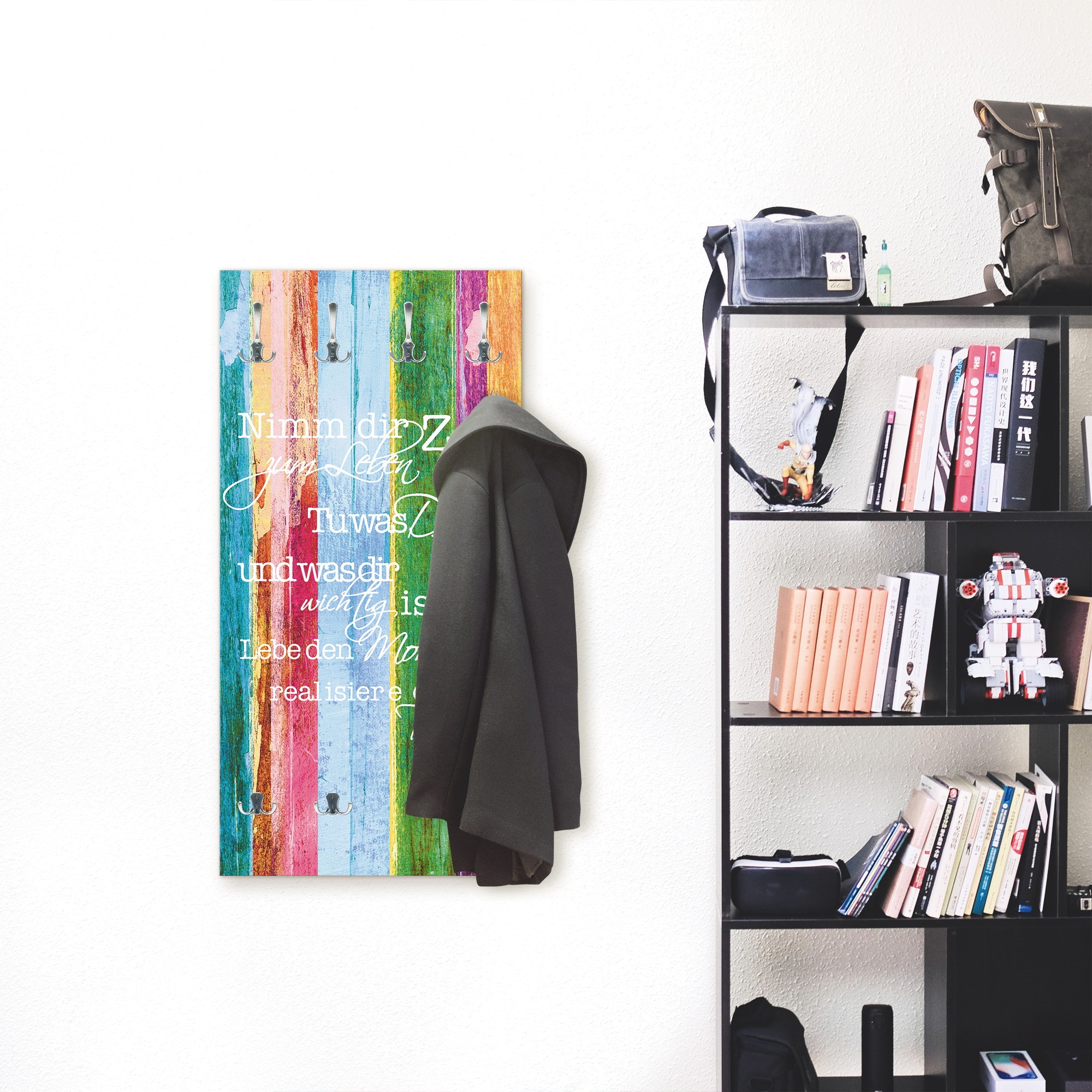 Image of Artland Garderobenleiste »Nimm dir Zeit«, platzsparende Wandgarderobe aus Holz mit 6 Haken, geeignet für kleinen, schmalen Flur, Flurgarderobe bei Ackermann Versand Schweiz