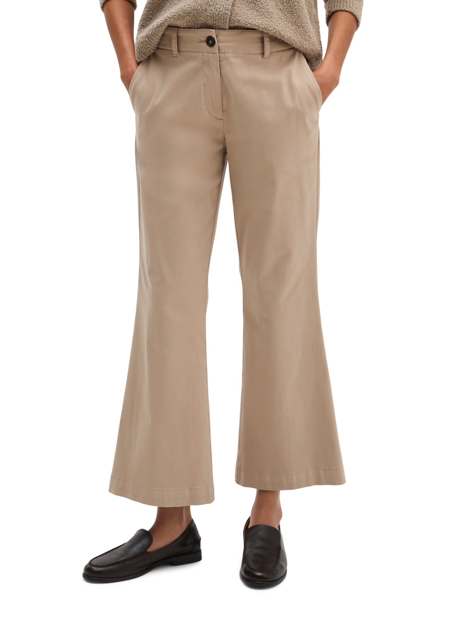 Image of Marc OPolo 7/8-Hose "MARTHE FLARED" aus Baumwoll-Stretch-Satin, Flared Fit
