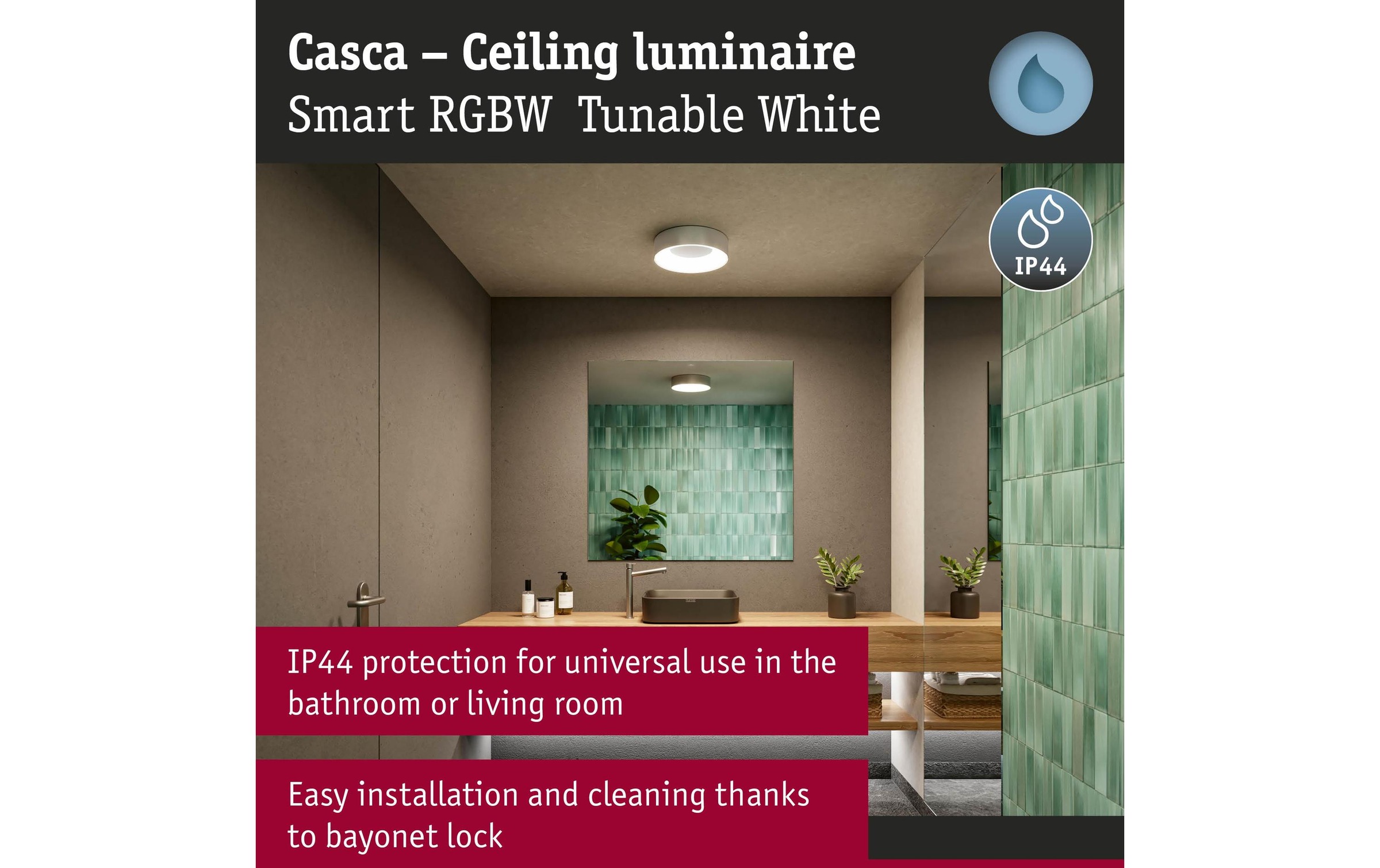 Paulmann Deckenleuchte »Deckenleuchte Casca IP44, Alu matt« LED-Modul RGB | warmweiss - kaltweiss