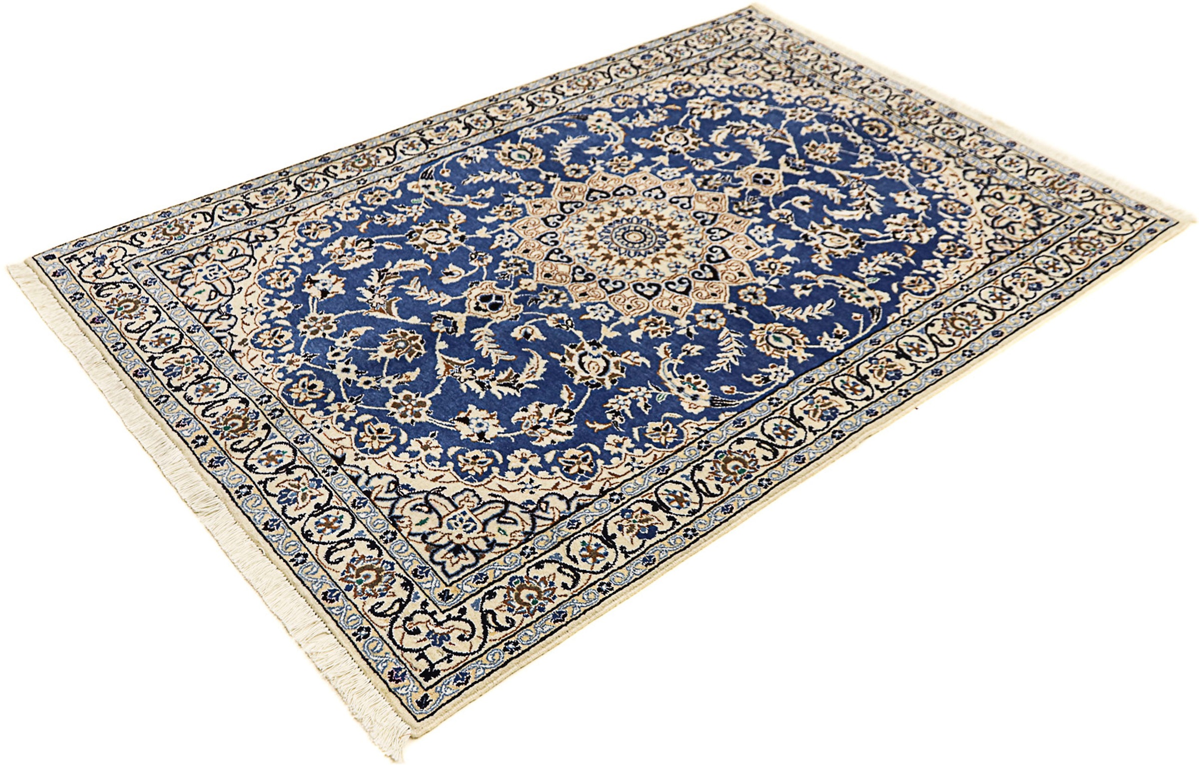 Image of morgenland Orientteppich »Perser - Nain - Royal - 172 x 114 cm - blau«, rechteckig, 10 mm Höhe, Wohnzimmer, Handgeknüpft, Einzelstück mit Zertifikat bei Ackermann Versand Schweiz