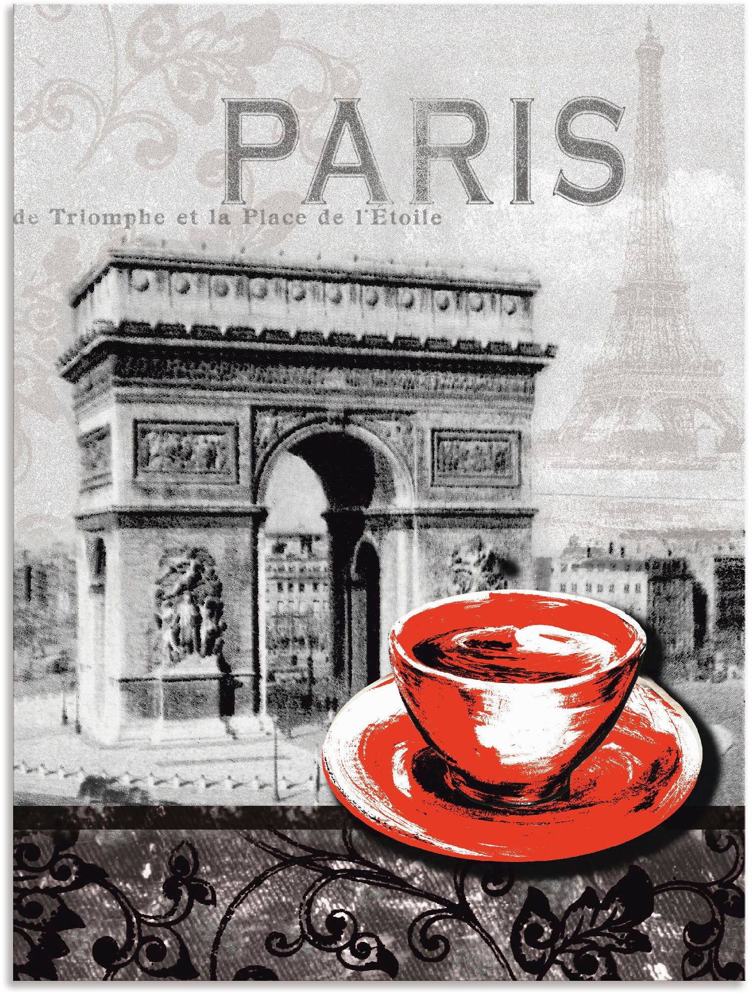 Image of Artland Wandbild »Paris - Café au Lait - Milchkaffee«, Gebäude, (1 St.), in vielen Grössen & Produktarten - Alubild / Outdoorbild für den Aussenbereich, Leinwandbild, Poster, Wandaufkleber / Wandtattoo auch für Badezimmer geeignet bei Ackermann Versand Sc
