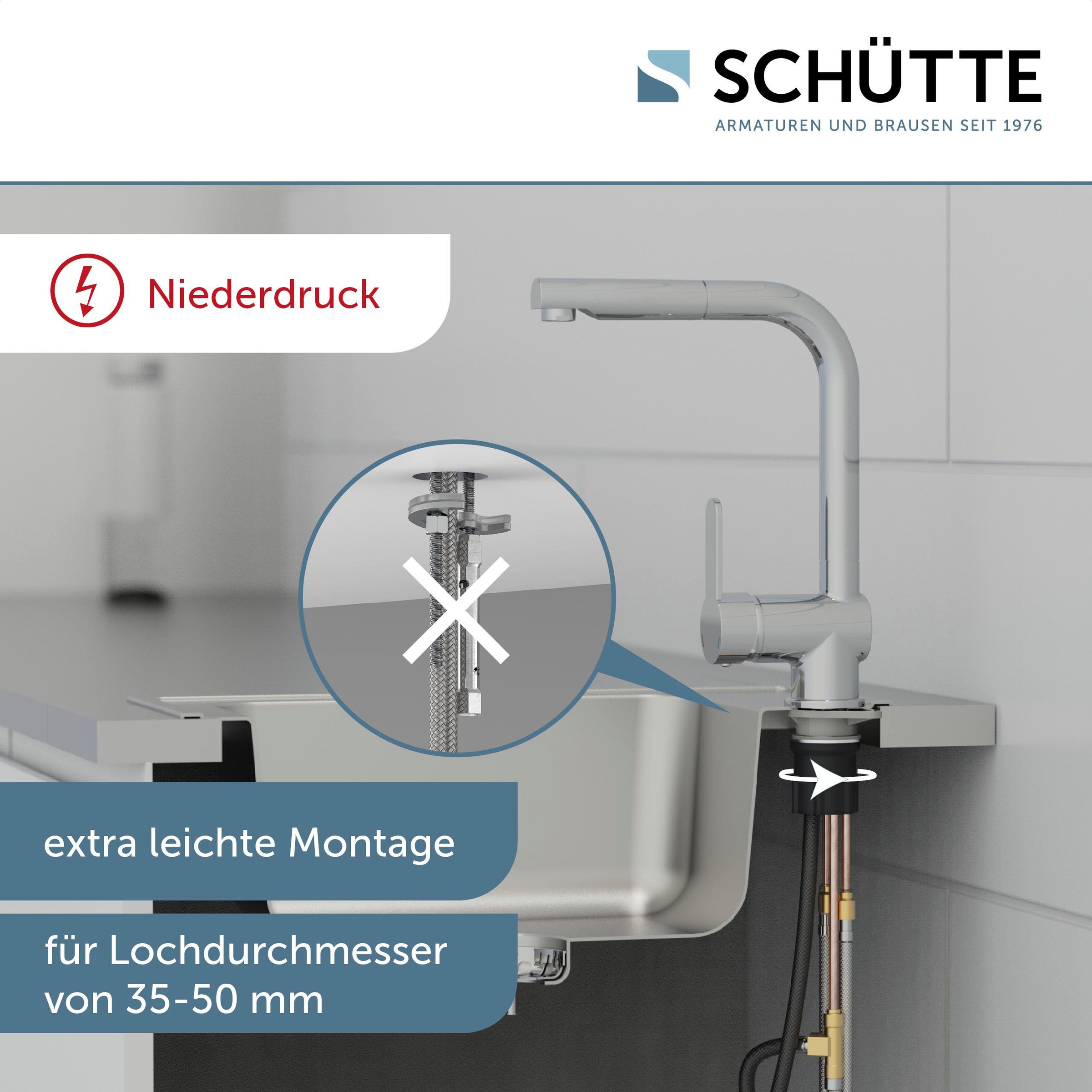 Schütte Spültischarmatur »London«, Niederdruck, 360° schwenkbarer Wasserhahn, Mischbatterie