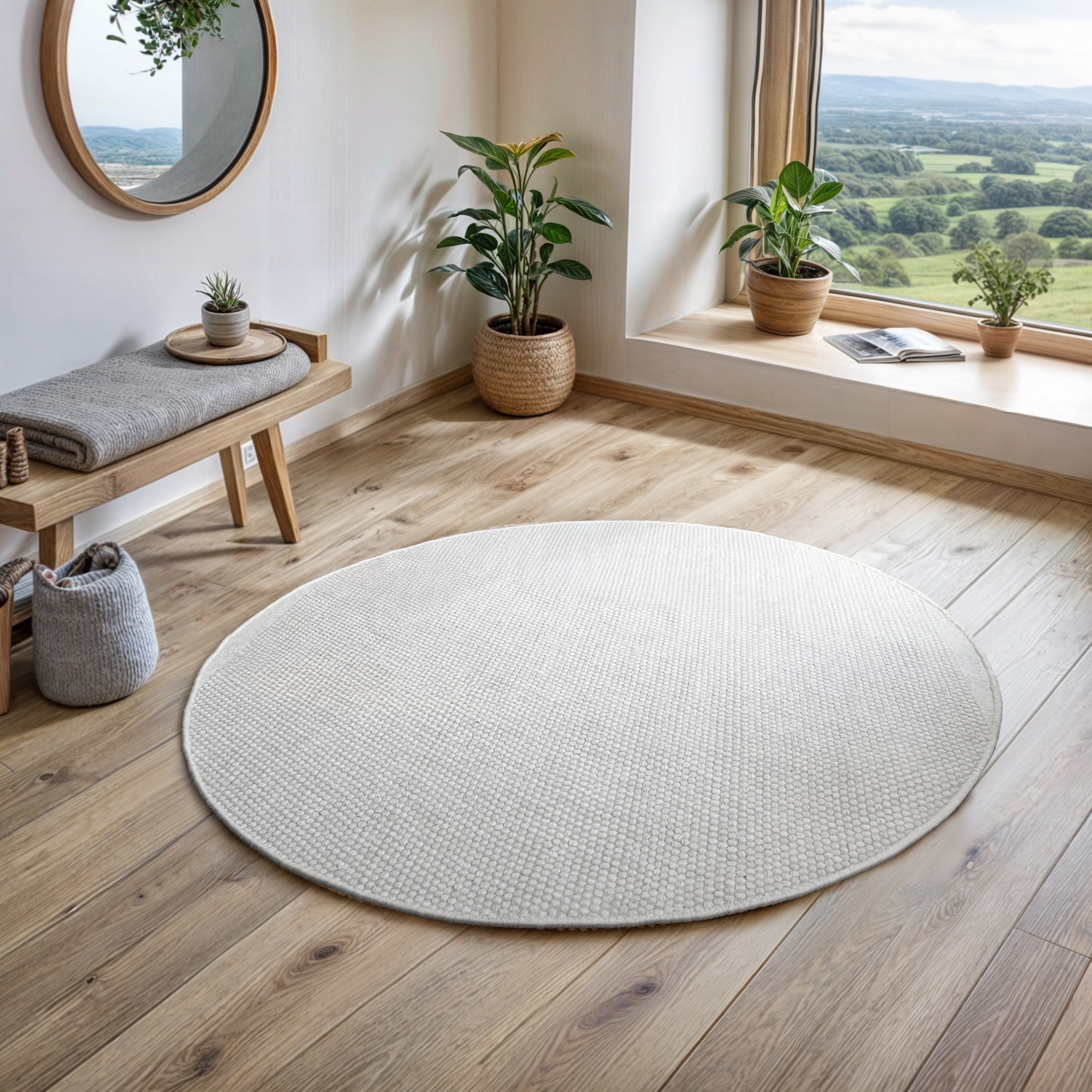 Image of GOODproduct Wollteppich "Wolltraum Pur" rund 10 mm Höhe Wendeteppich, handgewebt, Uni Farben, reine Wolle, Wohnzimmer