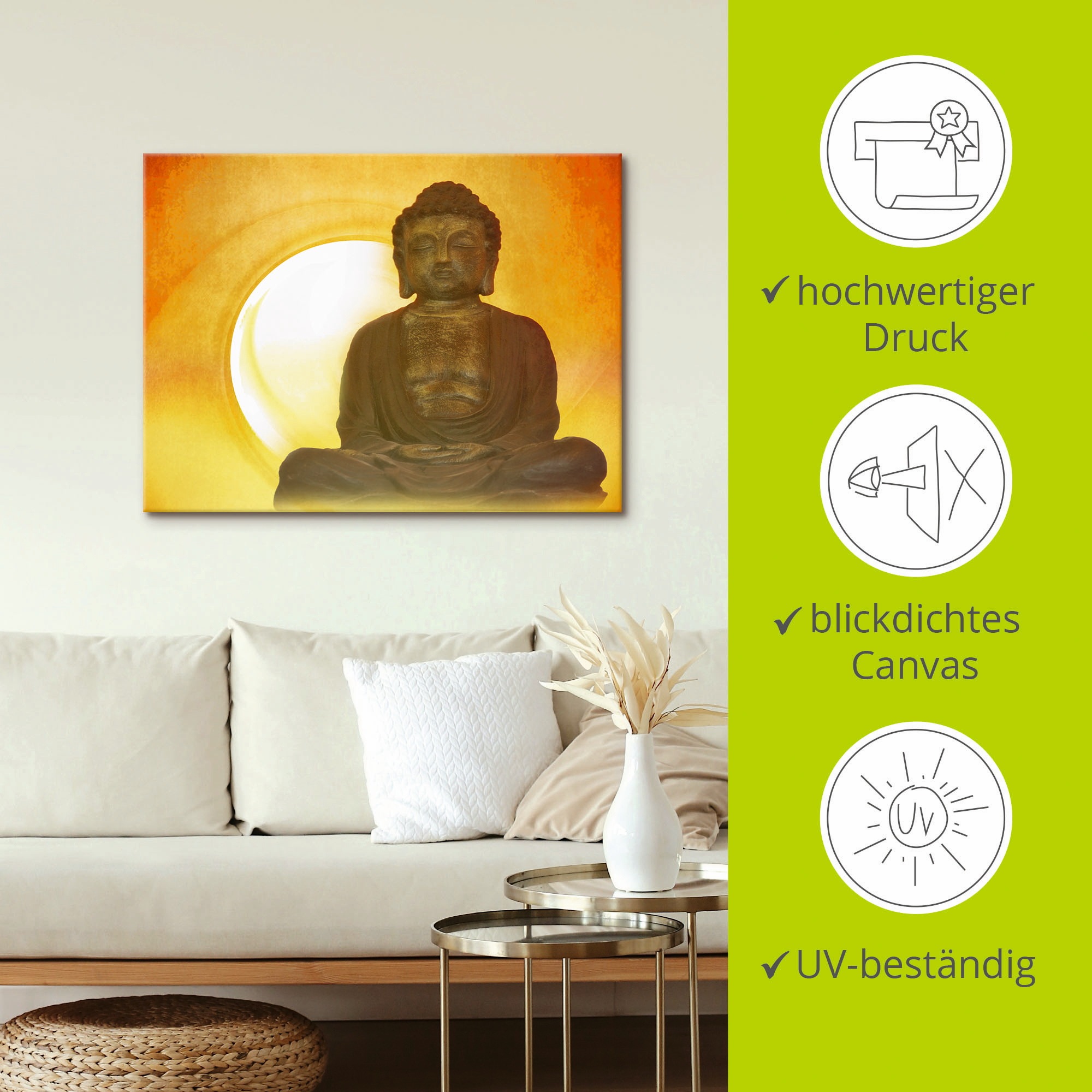 Artland Wandbild »Buddha 2«, Religion, (1 St.), als Leinwandbild, Poster, Wandaufkleber in verschied. Grössen