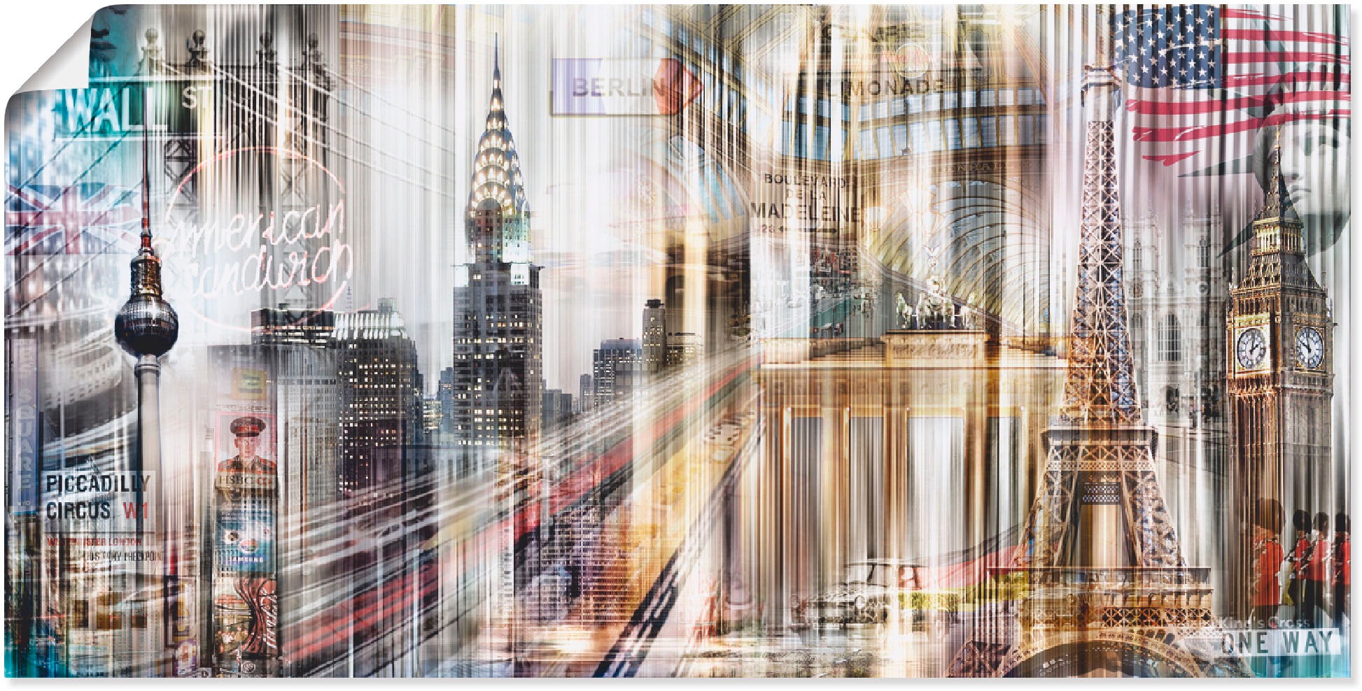 Image of Artland Wandbild »Metropole Skyline Abstrakte Collage«, Gebäude, (1 St.), in vielen Grössen & Produktarten -Leinwandbild, Poster, Wandaufkleber / Wandtattoo auch für Badezimmer geeignet bei Ackermann Versand Schweiz