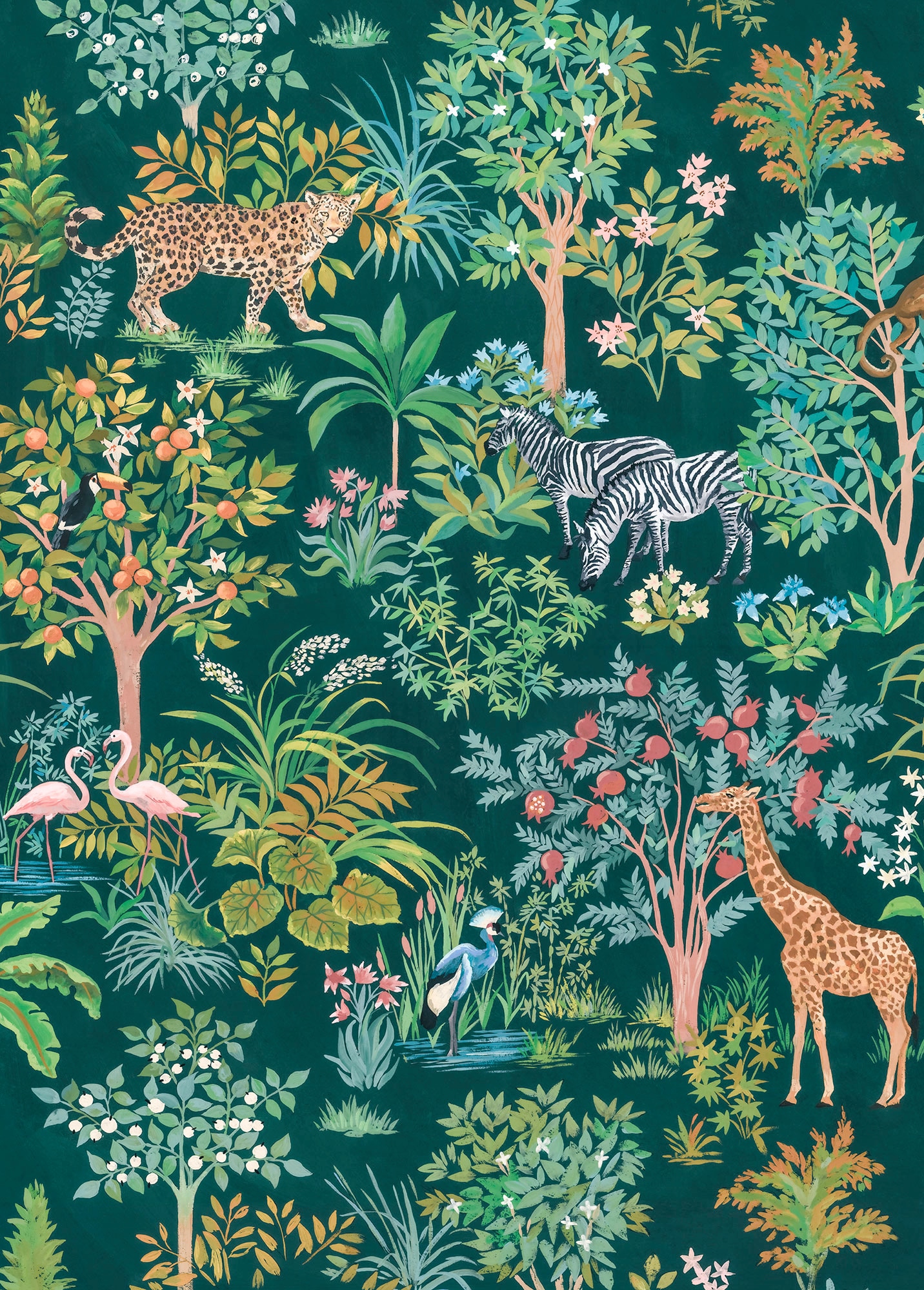 Image of Komar Vliestapete "Digitaldruck Vlies - Happy Jungle - Grösse 200 x 280 cm" bedruckt glatt Wohnzimmer, Schlafzimmer