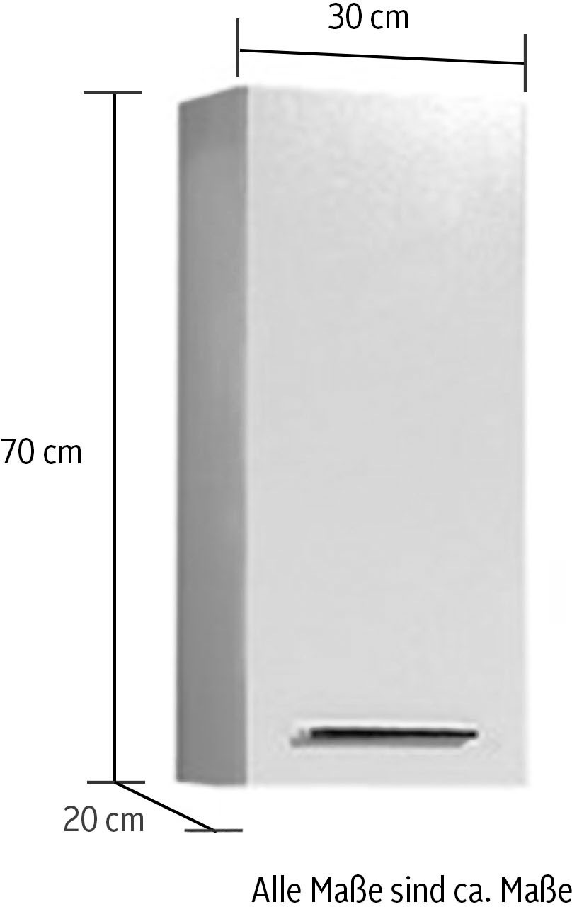 Saphir Hängeschrank »Quickset 335 Wand-Badschrank 30 cm breit mit 1 Tür und 2 Einlegeböden« Badezimmer-Hängeschrank, Griffe in Chrom Glanz
