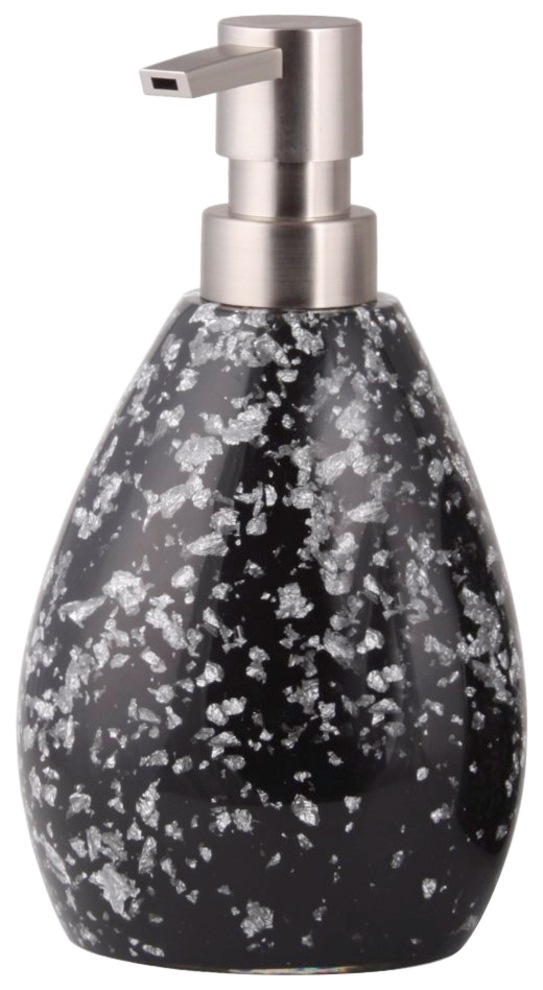 Sanilo Badaccessoire-Set »Glitzer Schwarz«, (Kombi-Set, 2 tlg.), bestehend aus Seifenspender und WC-Bürste, glänzend