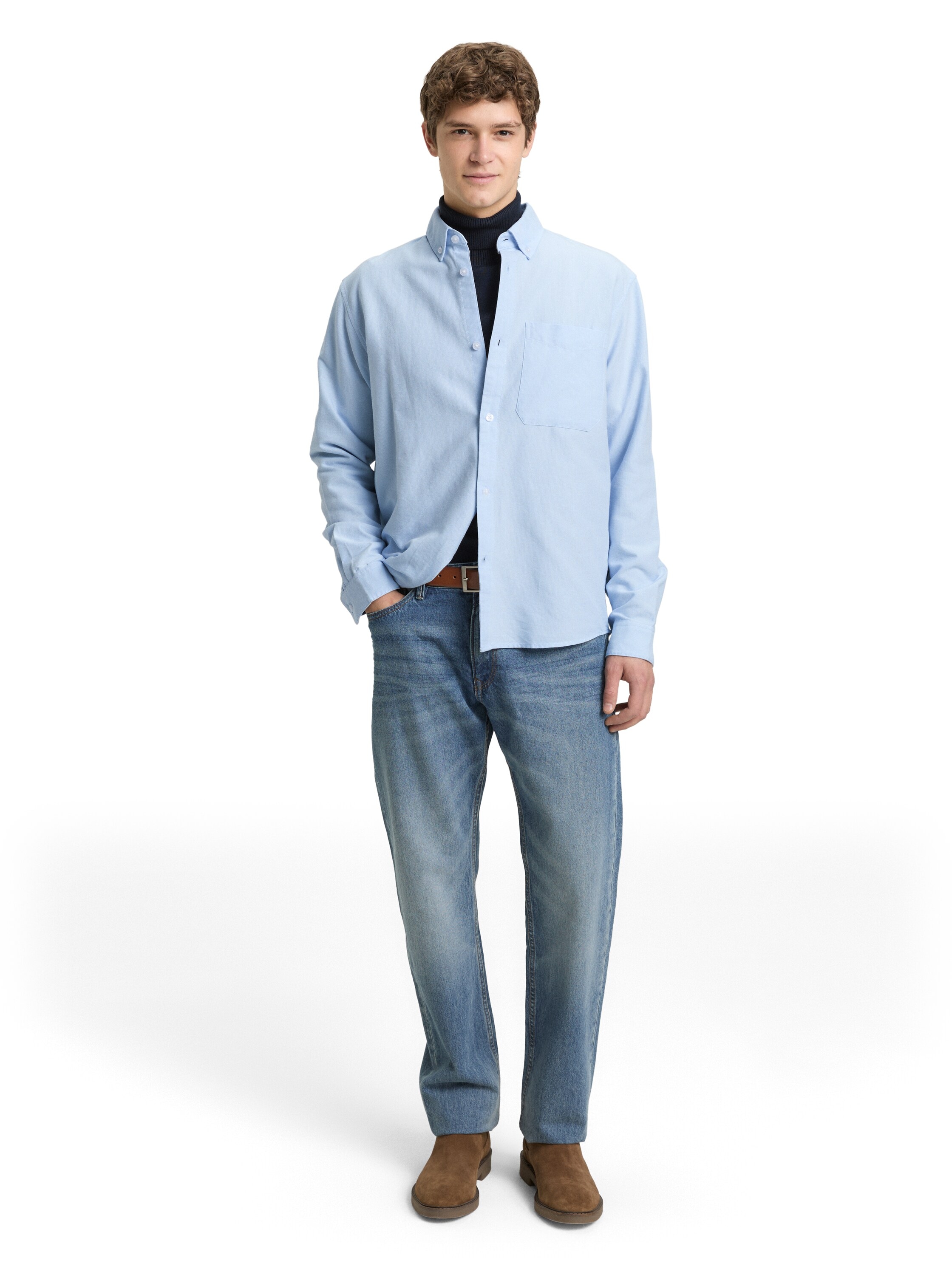 TOM TAILOR Denim Chemise à manches longues gestreift, mit Button-down-Kragen