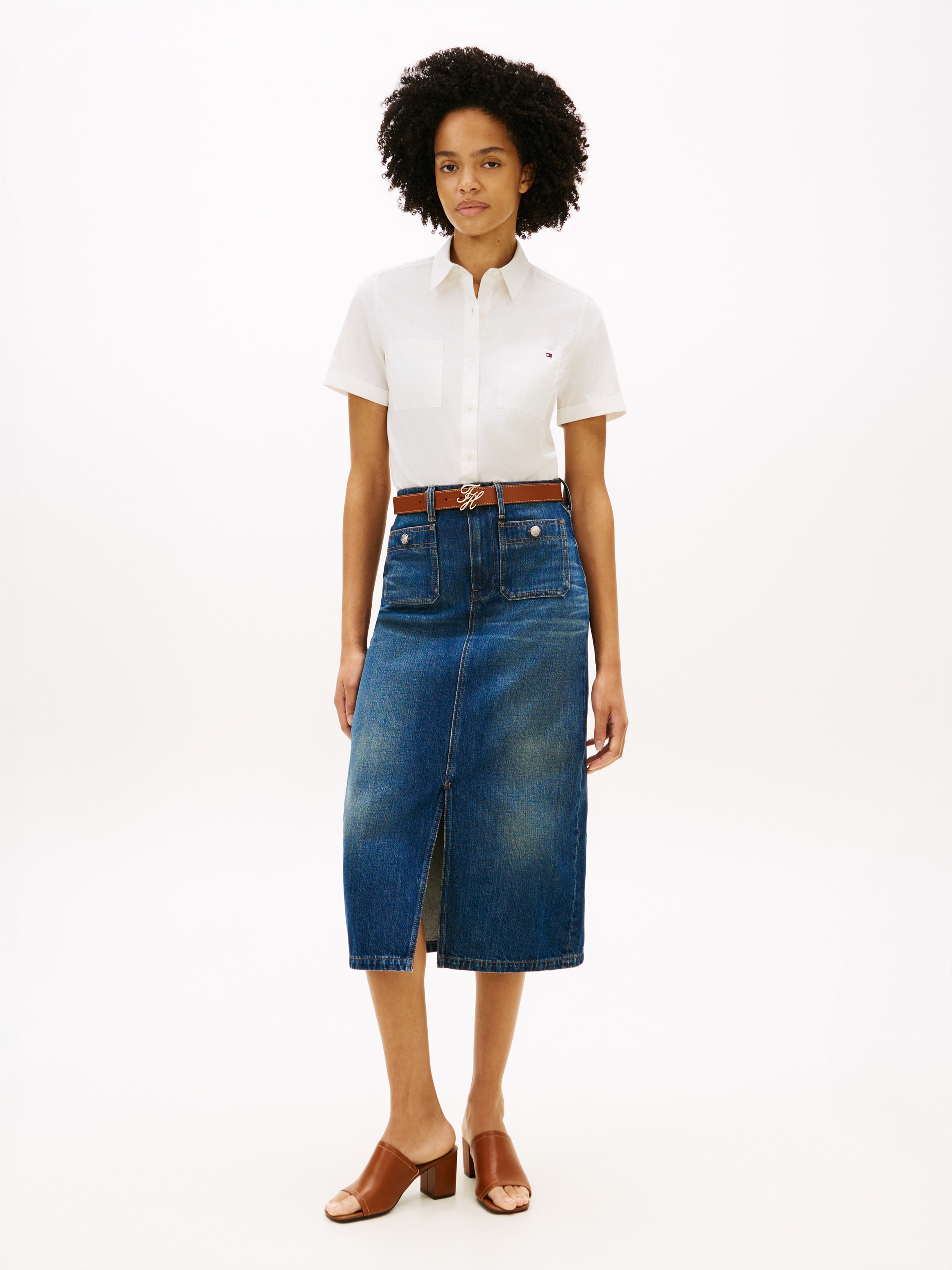 Tommy Hilfiger Jupe en jean »DNM NATE MIDI STRAIGHT SKIRT HW« avec taille haute