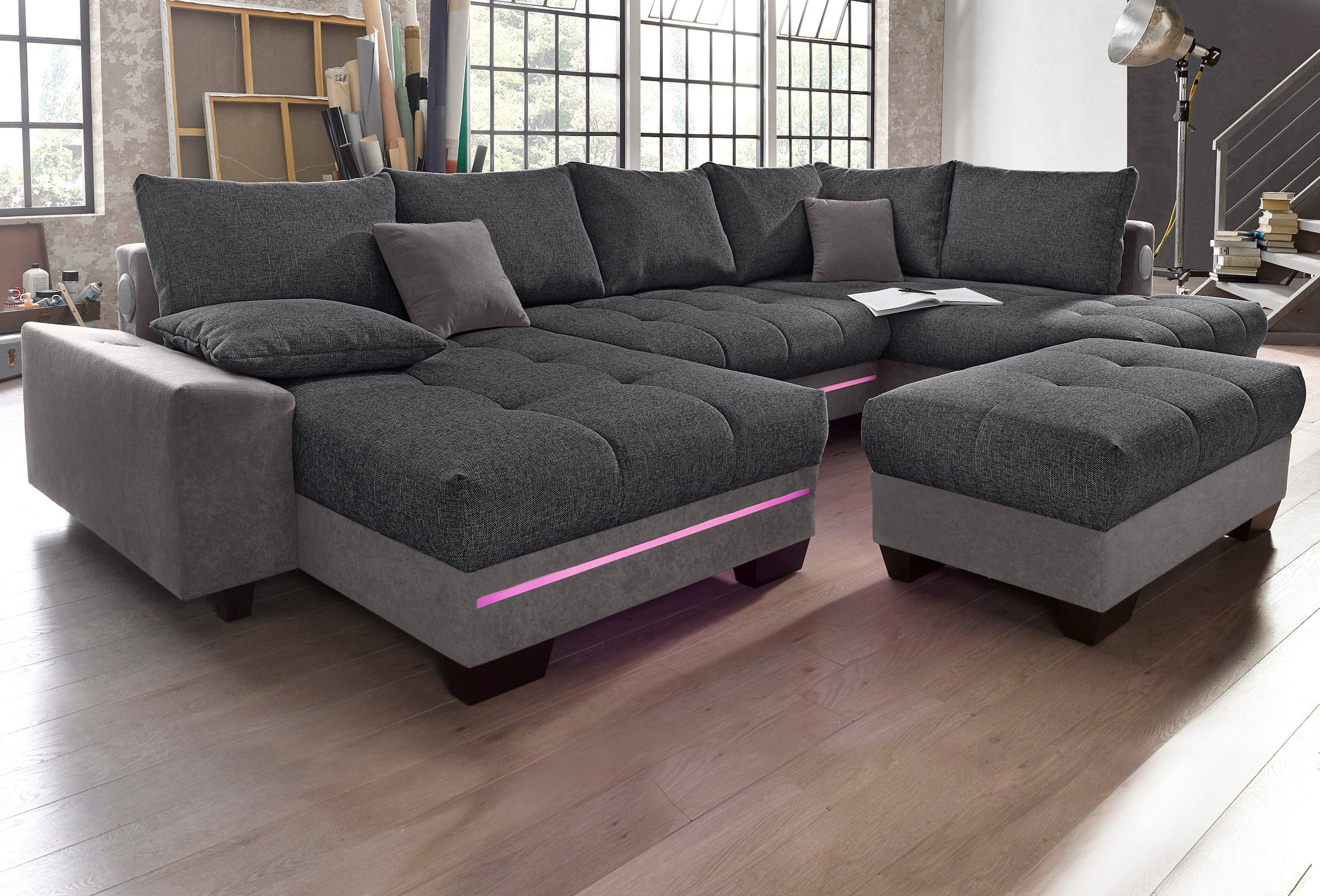 Mr. Couch Wohnlandschaft »Nikita U-Form«, wahlweise mit Kaltschaum (140kg Belastung/Sitz) und Bluetooth-Sound