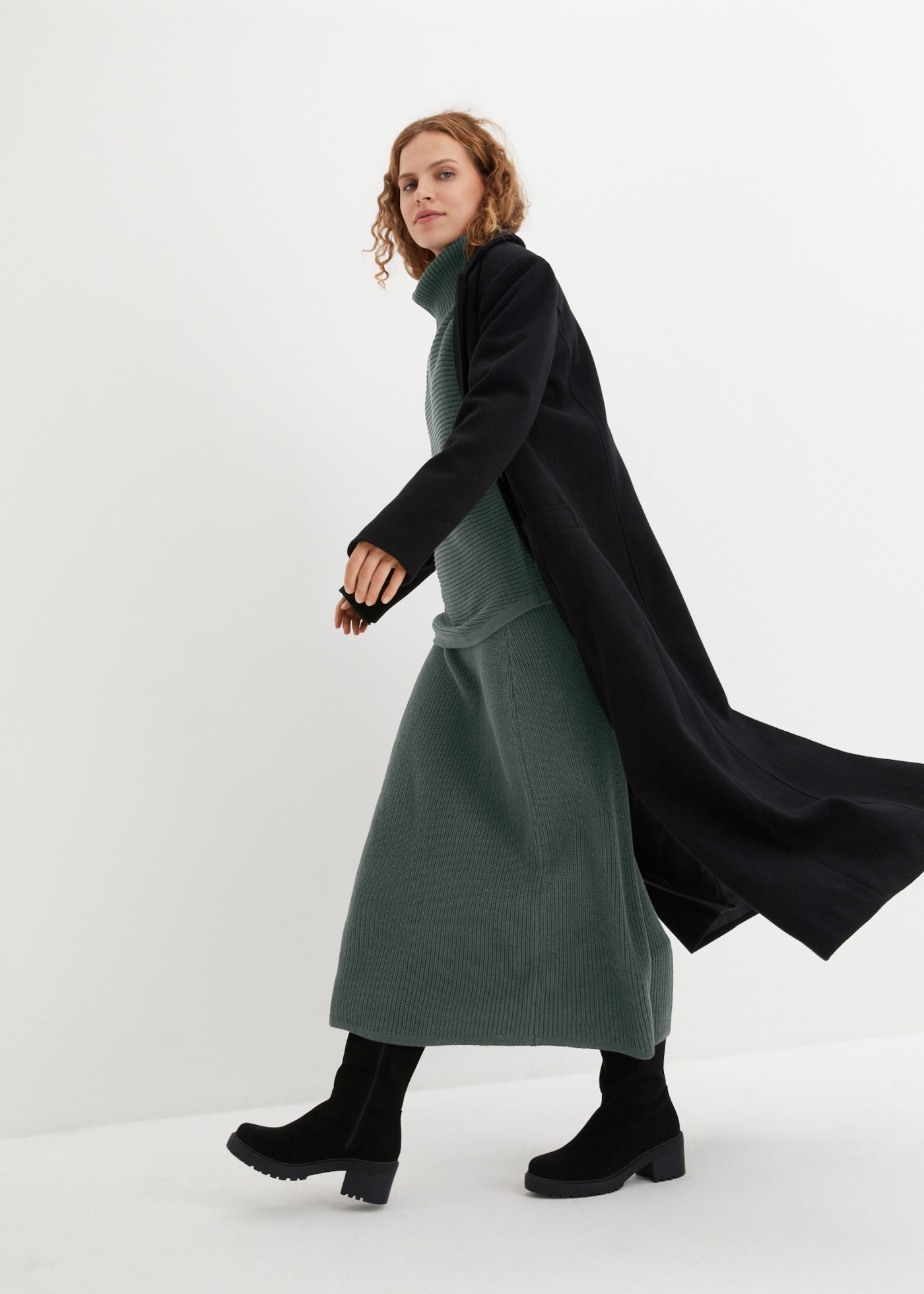 bonprix Jupe midi en mélange de coton, coupe Regular, style décontracté