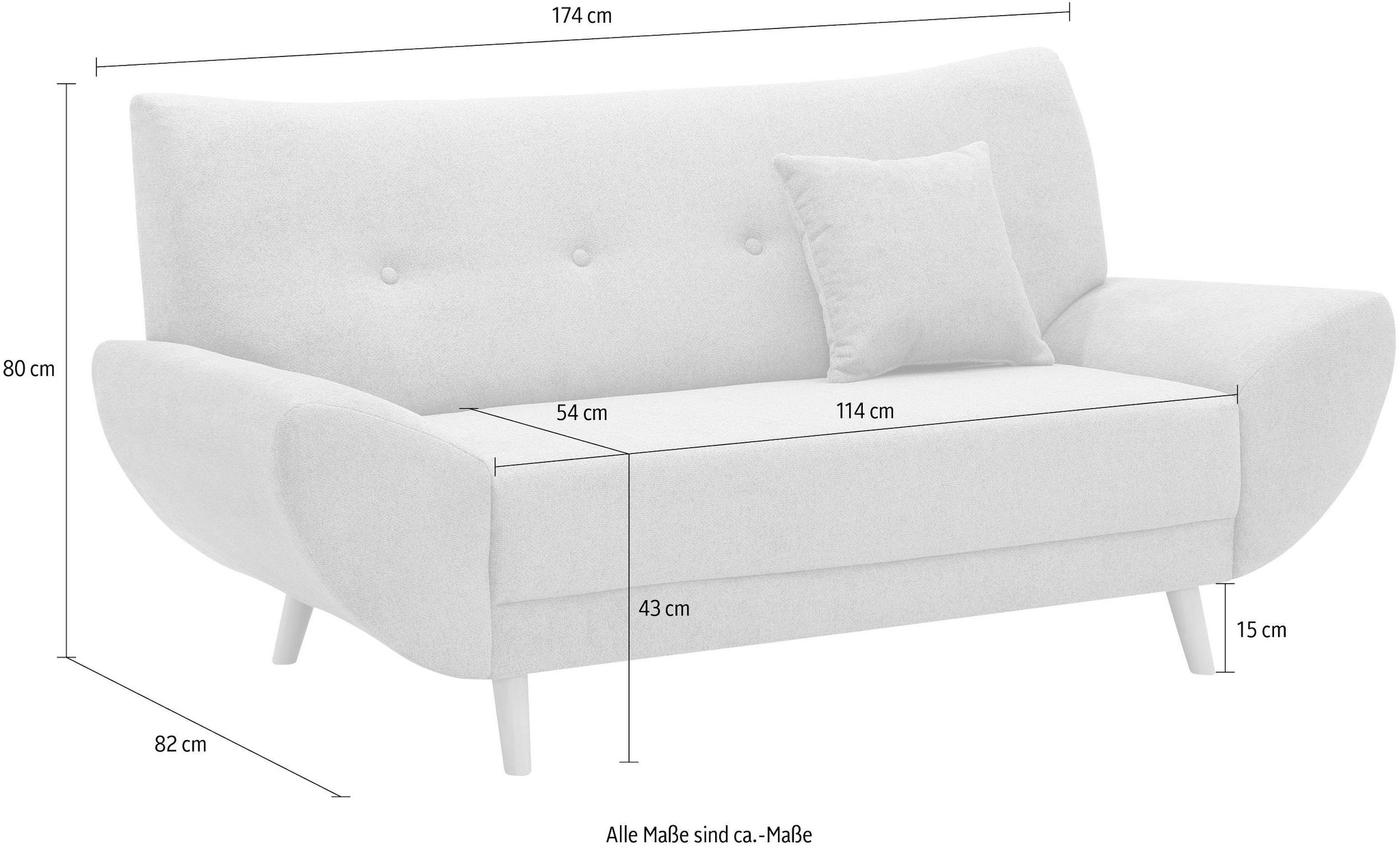 Home affaire 2-Sitzer »Basta, komfortable Wellenunterfederung, Breite 174cm«