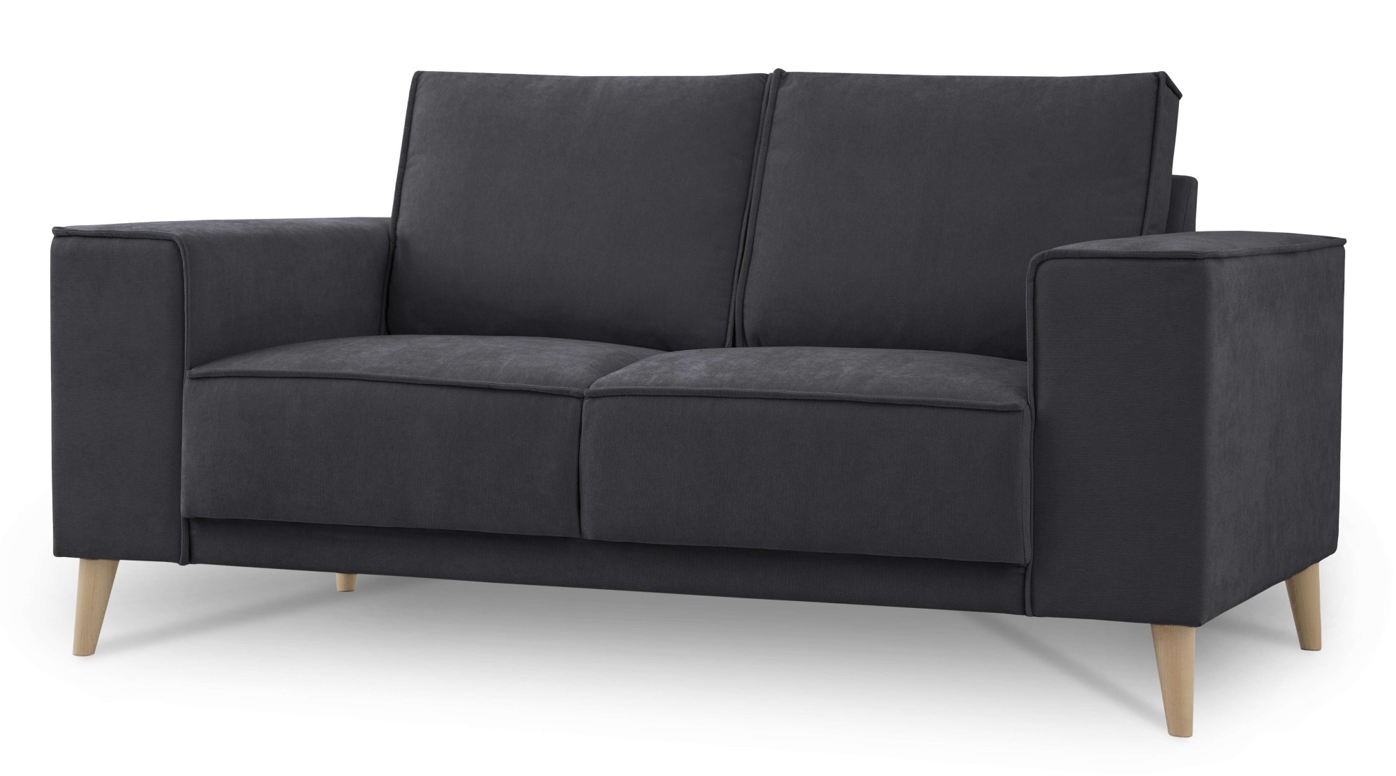 GOODproduct 2-places »Oland Skandi, weicher Chenille-Stoff« 164 cm, Wellenunterfederung, Skandi-Design, Massivholzfüsse