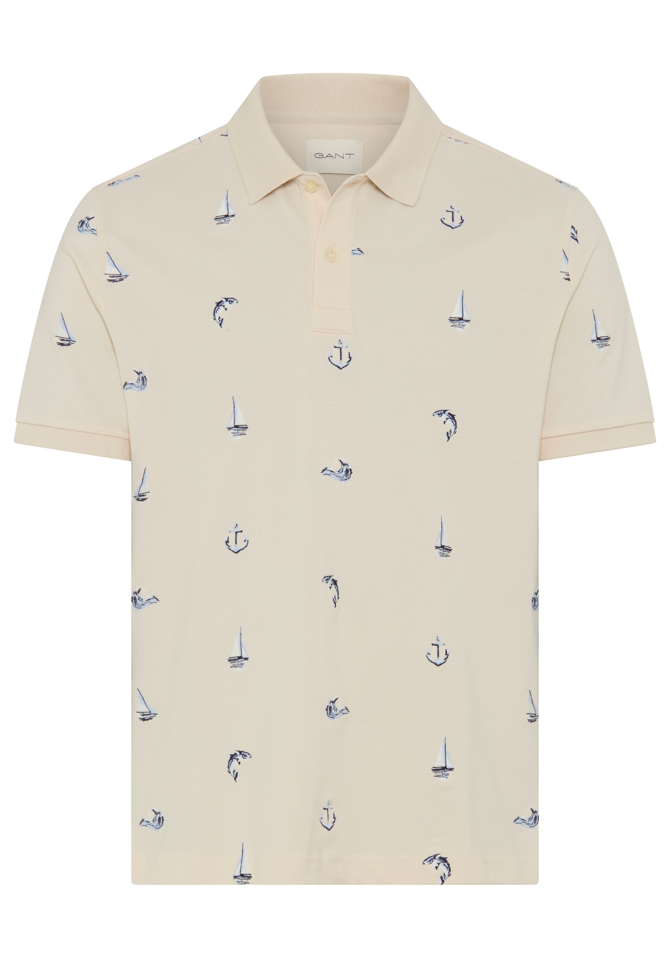 Gant Poloshirt »EMBROIDERED« mit Anker-Stickerei allover