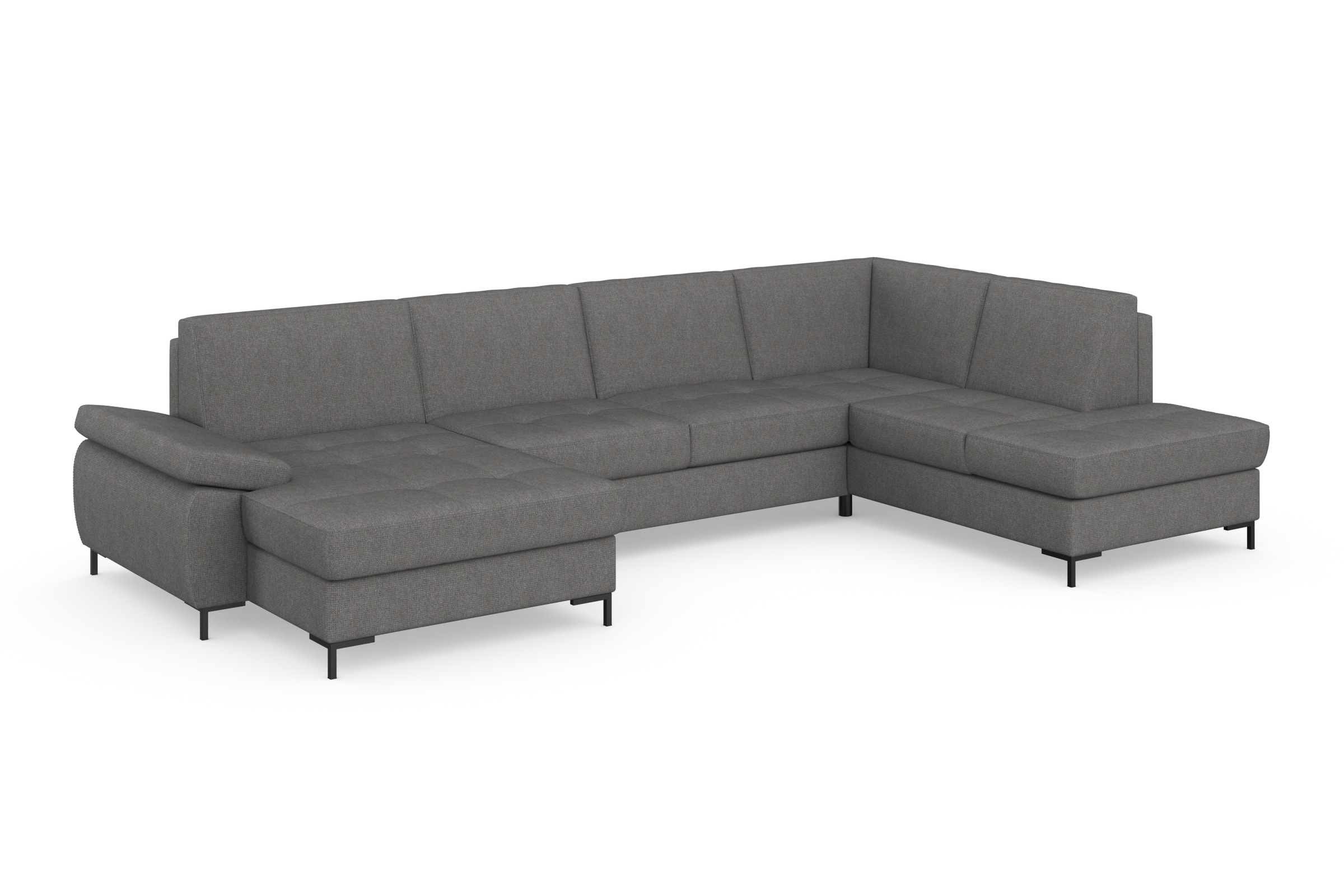 DOMO collection Wohnlandschaft »Capelo, komfortabel, klare Linien zeichnen dieses Design aus, U-Form«, mit Armteilverstellung, wahlweise mit Bettfunktion, Federkern