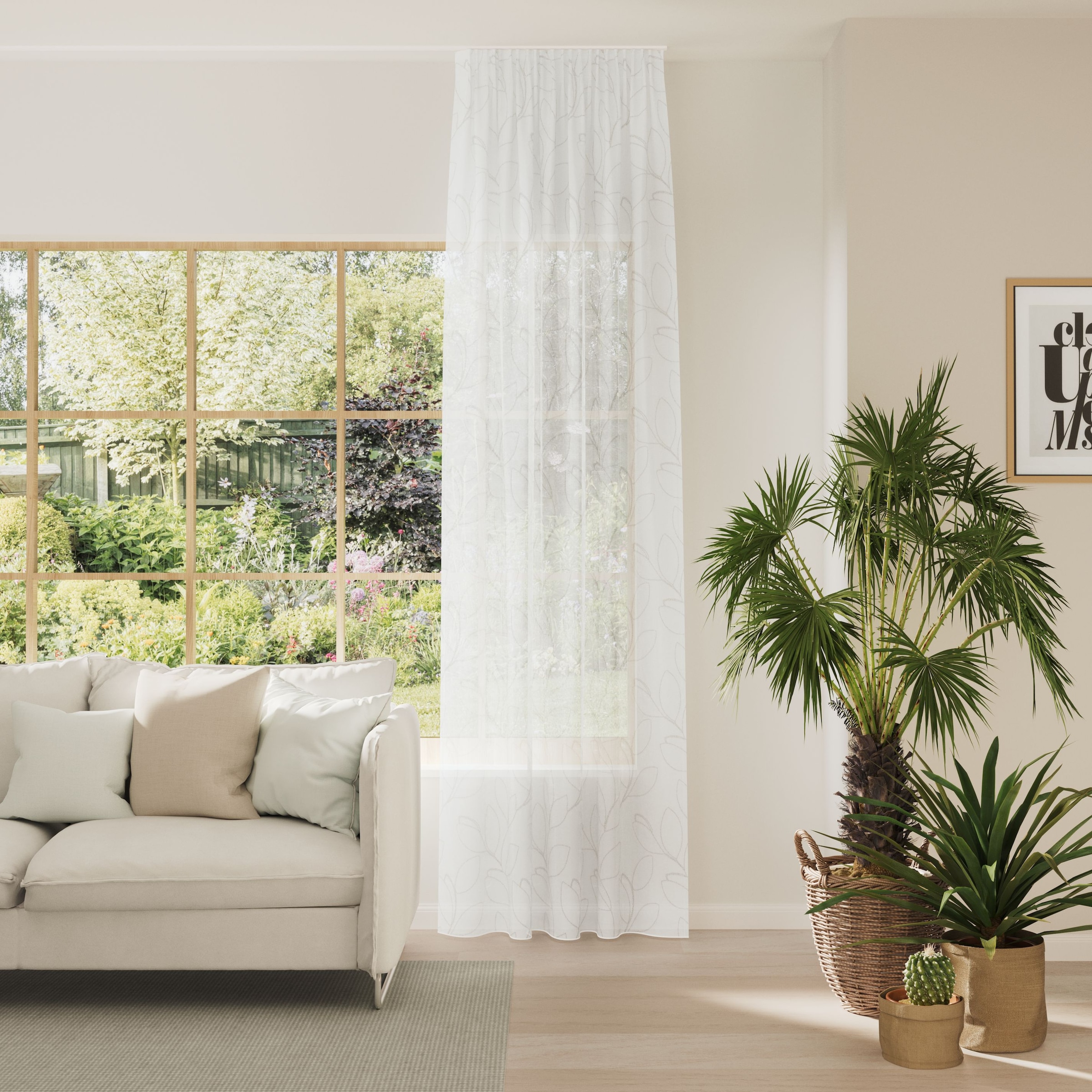 Neutex for you! Rideau »NENA« Bande multifonctionnelle 1 cuis tlg. aspect bouclé, structure croisée, motif brodé