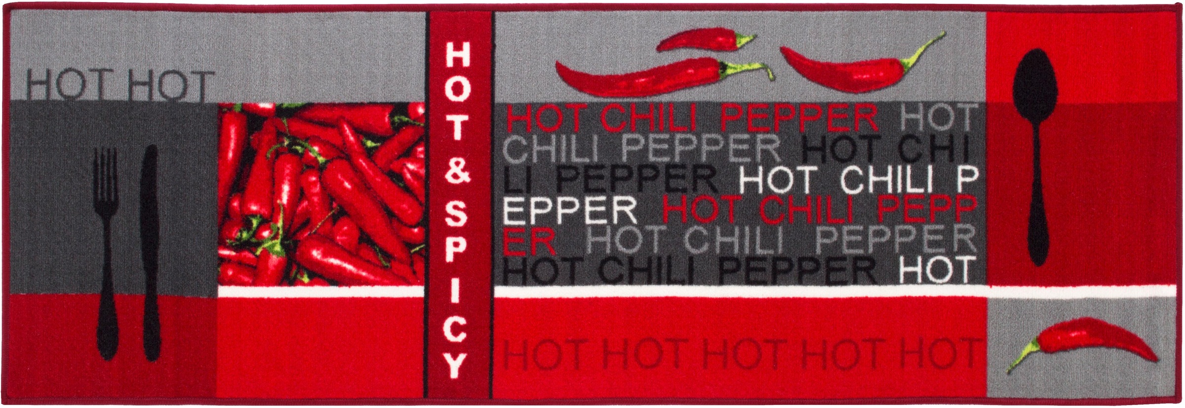 Küchenläufer »Hot Pepper«, rechteckig, 5 mm Höhe, Motiv Peperoni/Chili, mit...