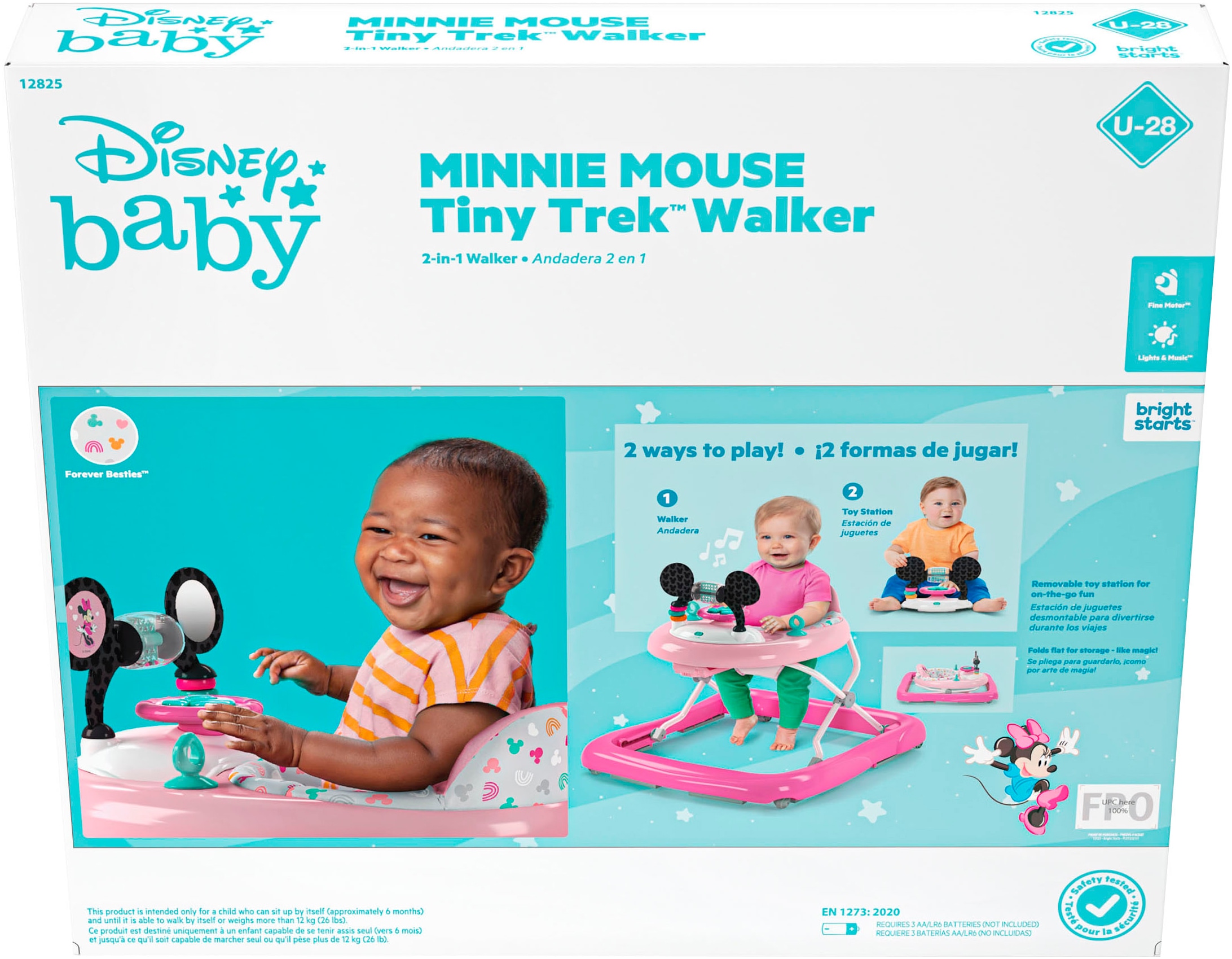 Bright Starts Trotteur »MINNIE MOUSE Tiny Trek™ Walker, Forever Besties™, 2-in-1 Walker« mit Licht und Sound