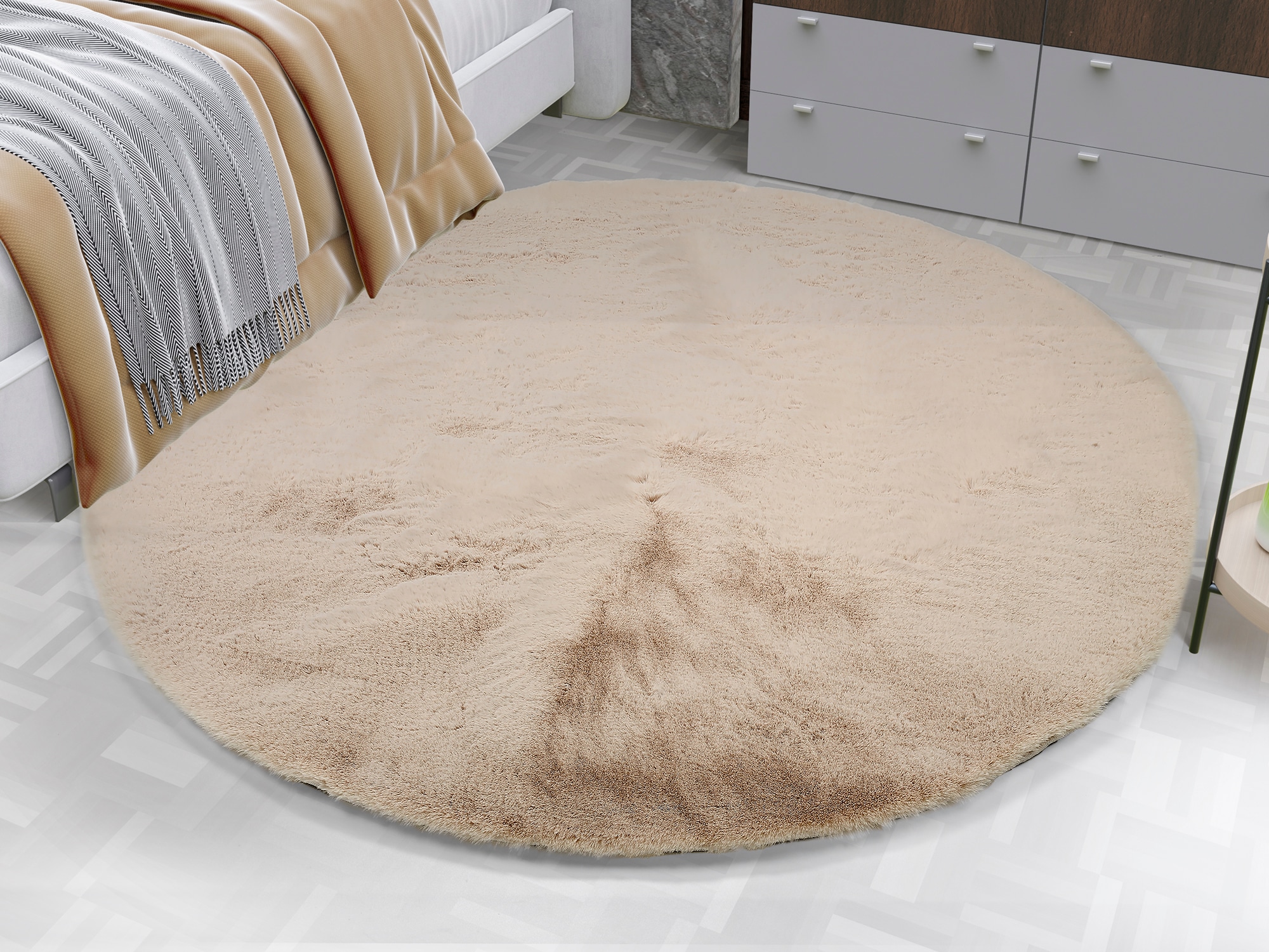 OCI DIE TEPPICHMARKE Teppich »ROCKY SOFT«, rund, 35 mm Höhe, Kunstfell, weich, kuschelig, maschinell gewebt, waschbar
